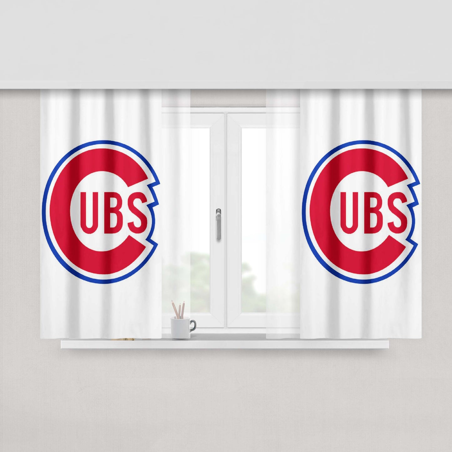 Chicago Cubs White Back Peach Skin Window Curtains