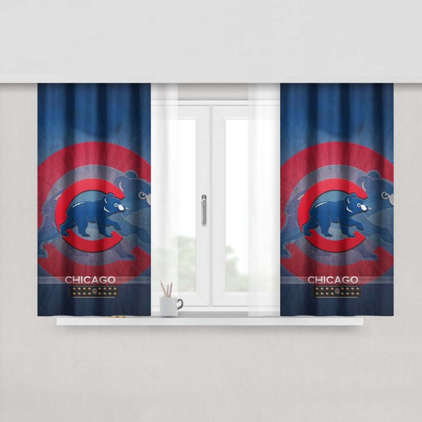Chicago Cubs Peach Skin Window Curtains