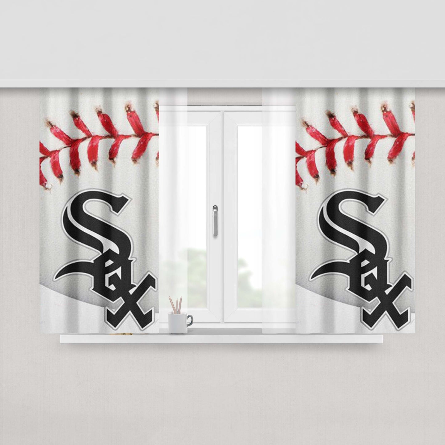 Chicago White Sox Mlb Sport Logo Peach Skin Window Curtains