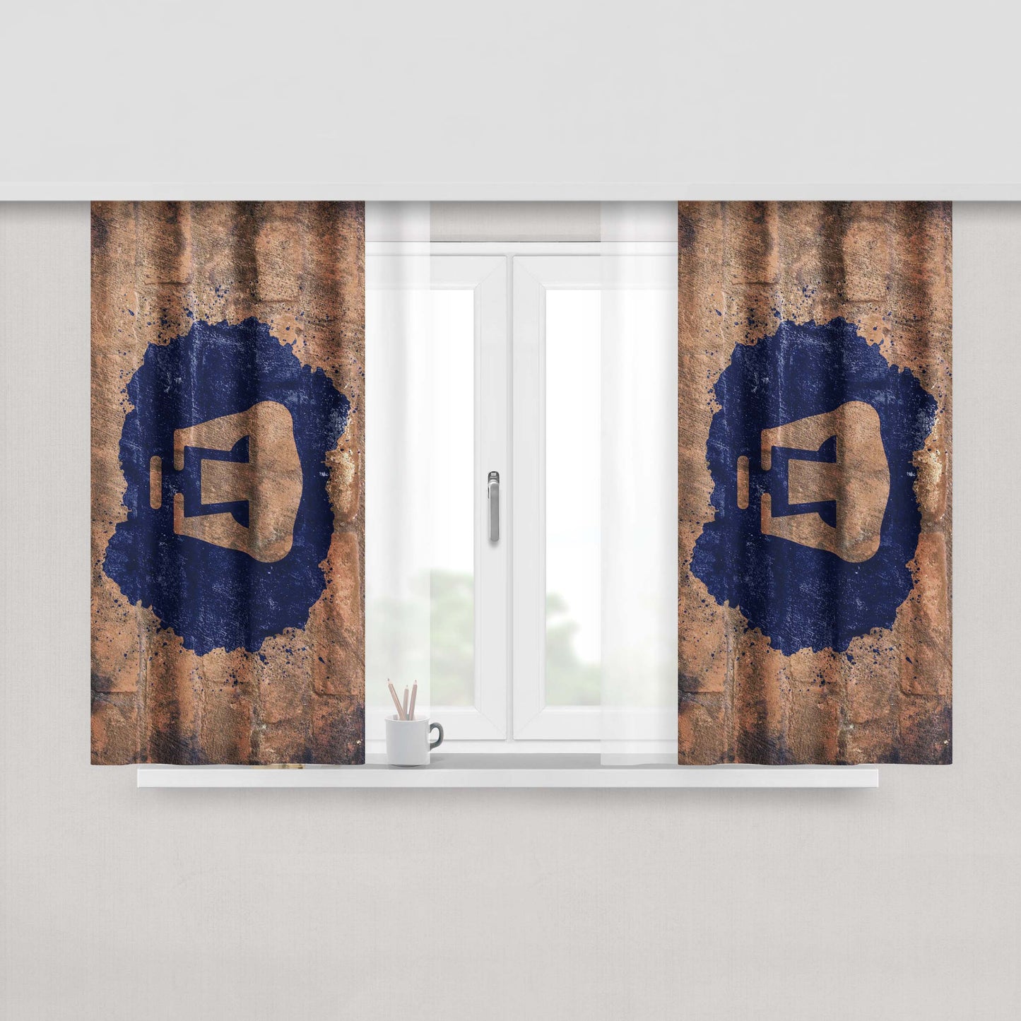 Club Universidad Pumas Unam Brown Peach Skin Window Curtains