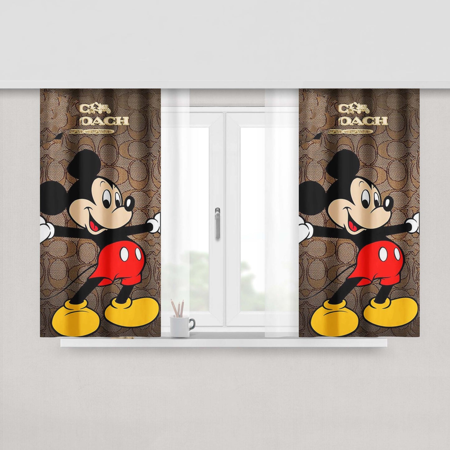 Coach Brown Mickey Mouse 2 Peach Skin Window Curtains