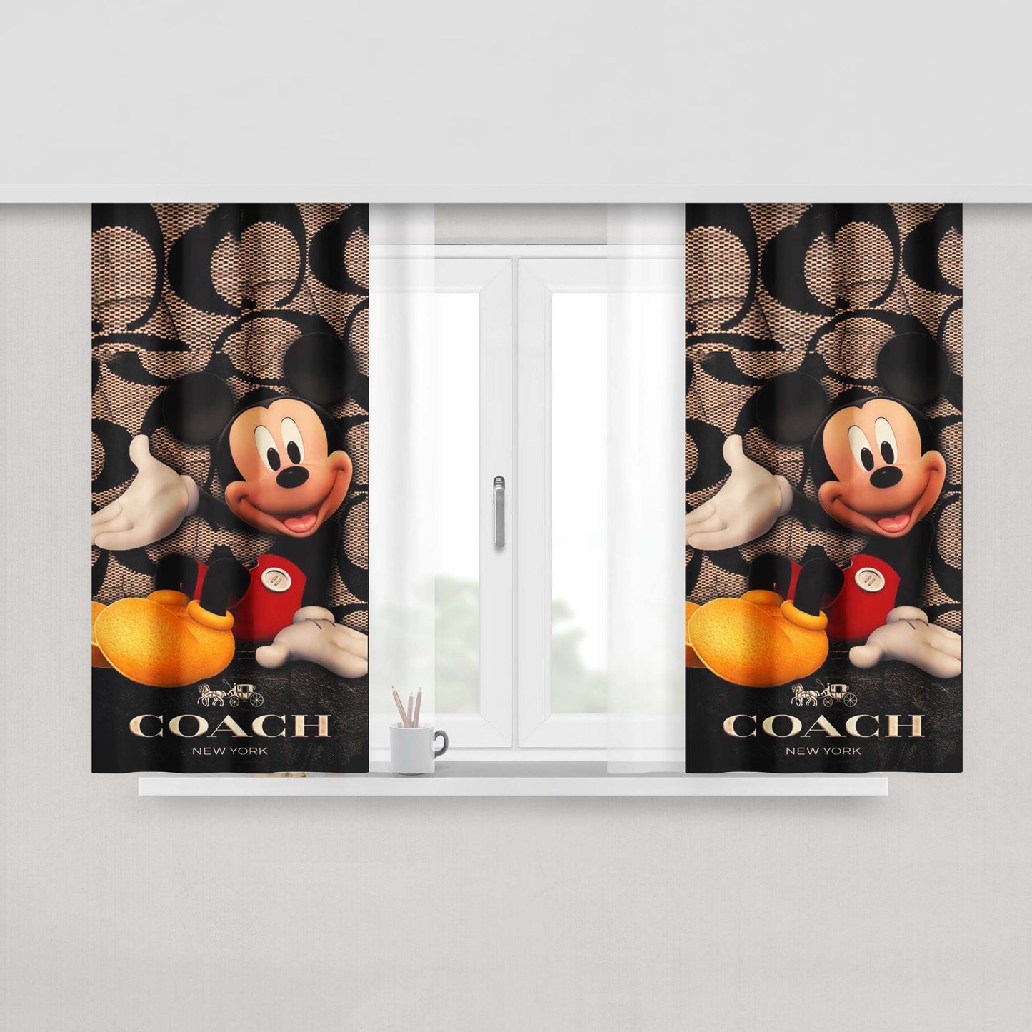 Coach Mickey Mouse Peach Skin Window Curtains