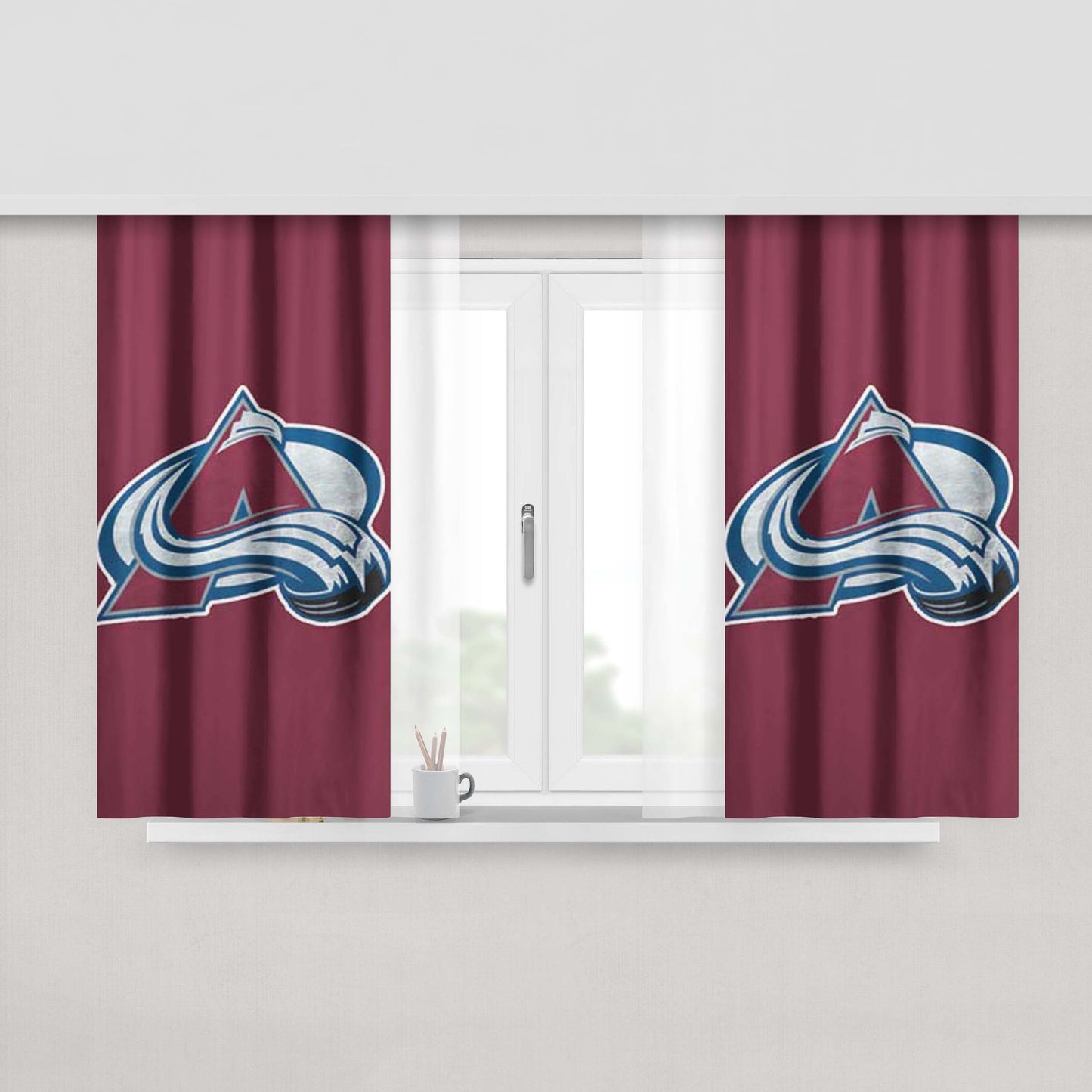 Colorado Avalanche Big Logo Rough Peach Skin Window Curtains