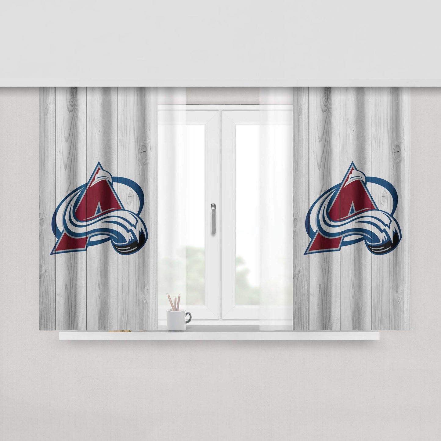 Colorado Avalanche Nhl Logo Peach Skin Window Curtains