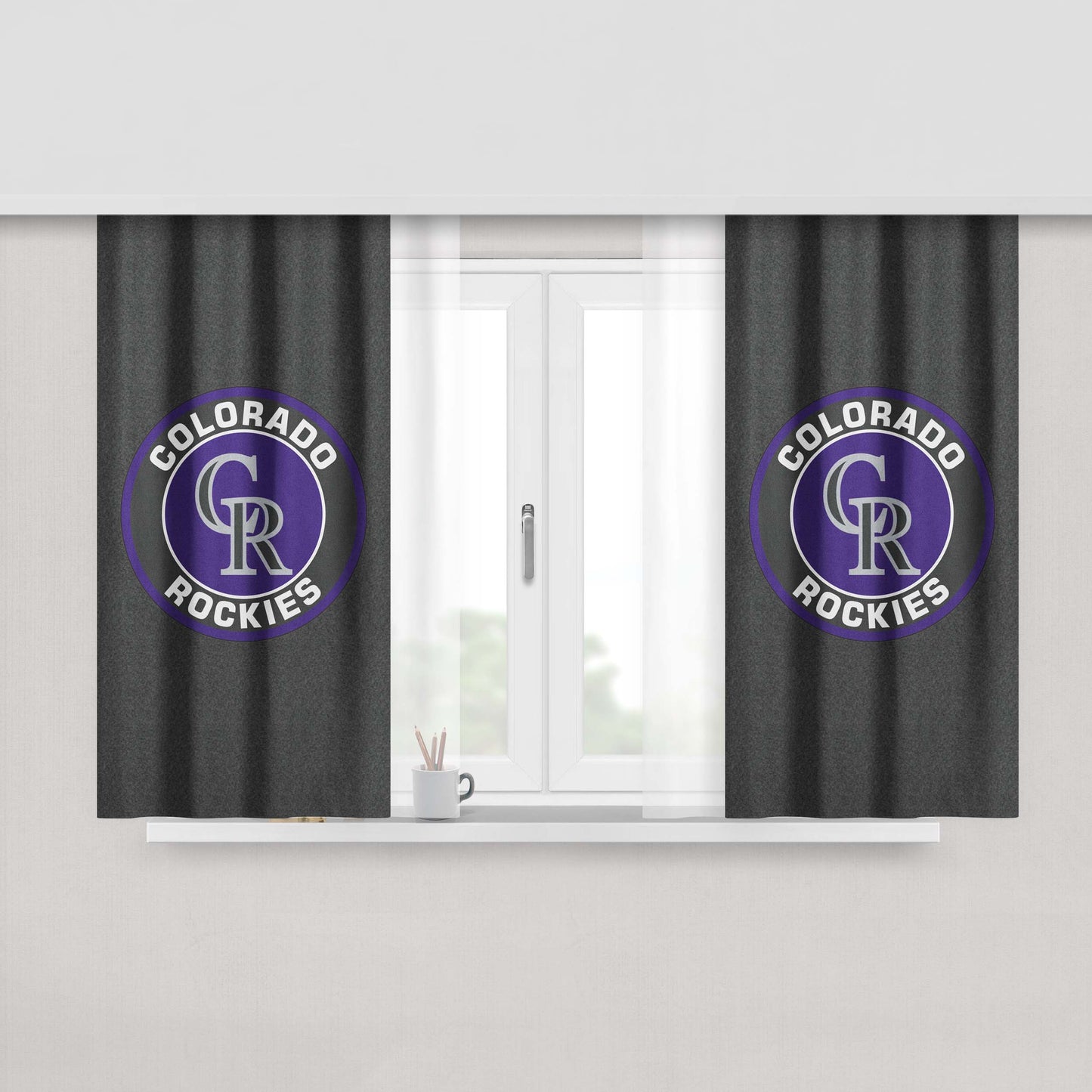 Colorado Rockies Mug Peach Skin Window Curtains