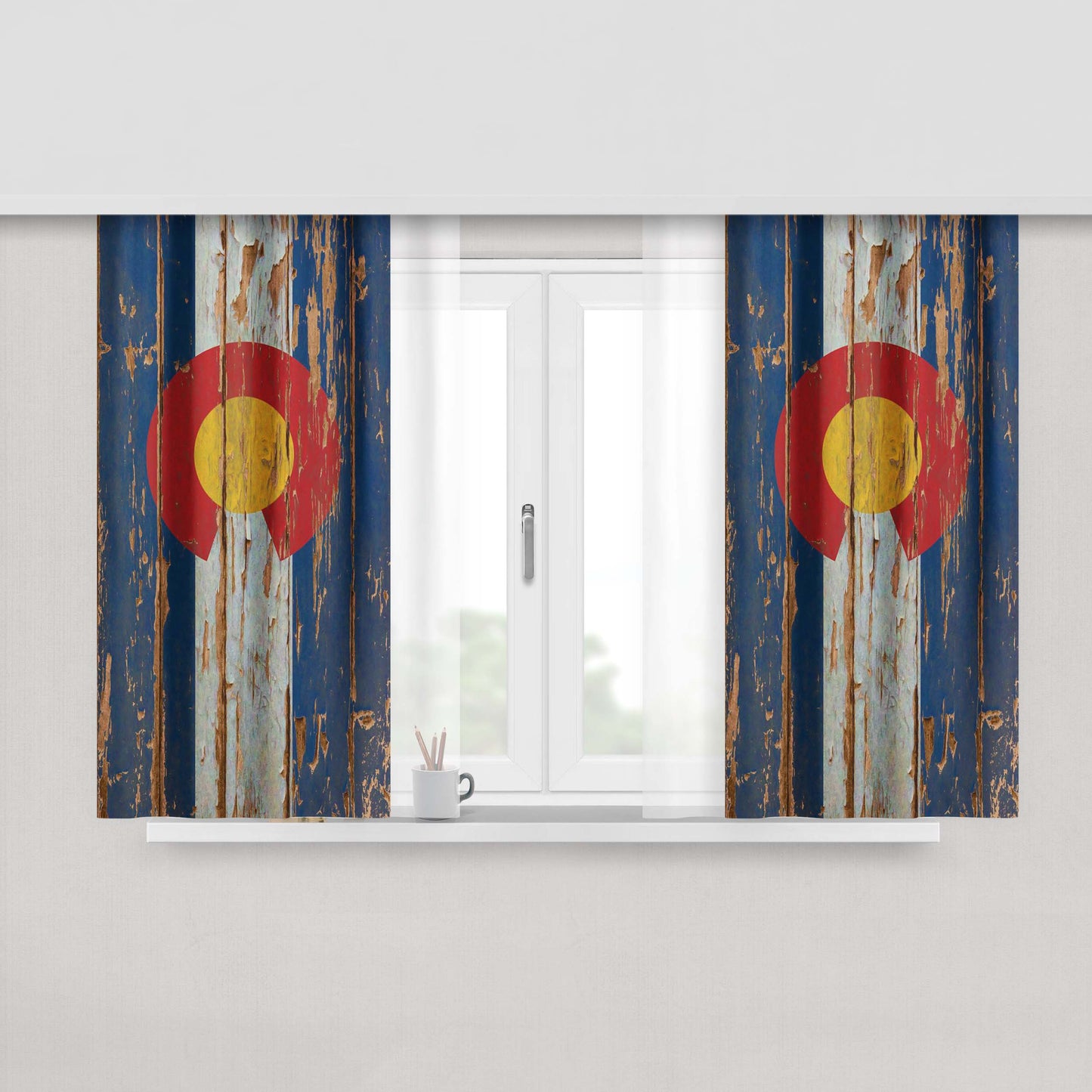 Colorado State Flag Peach Skin Window Curtains