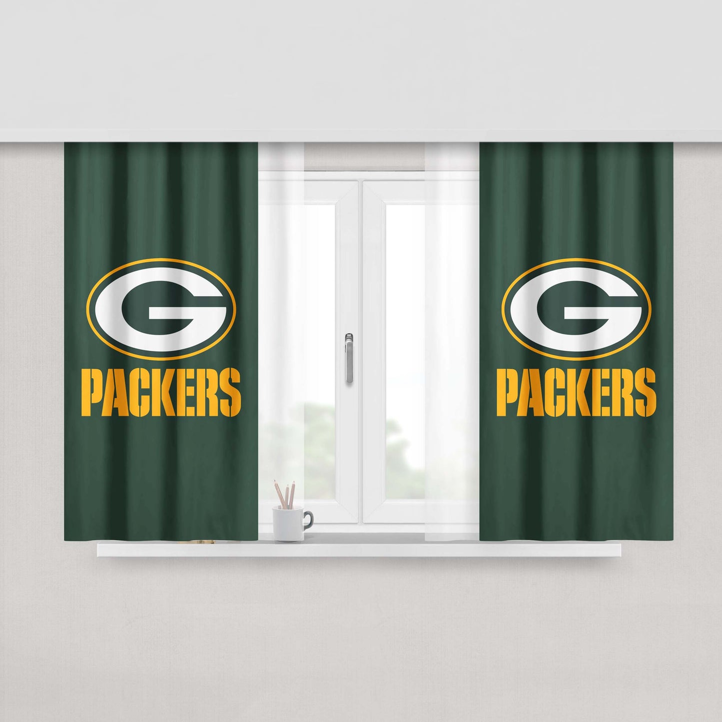 Colors Green Bay Packers Peach Skin Window Curtains