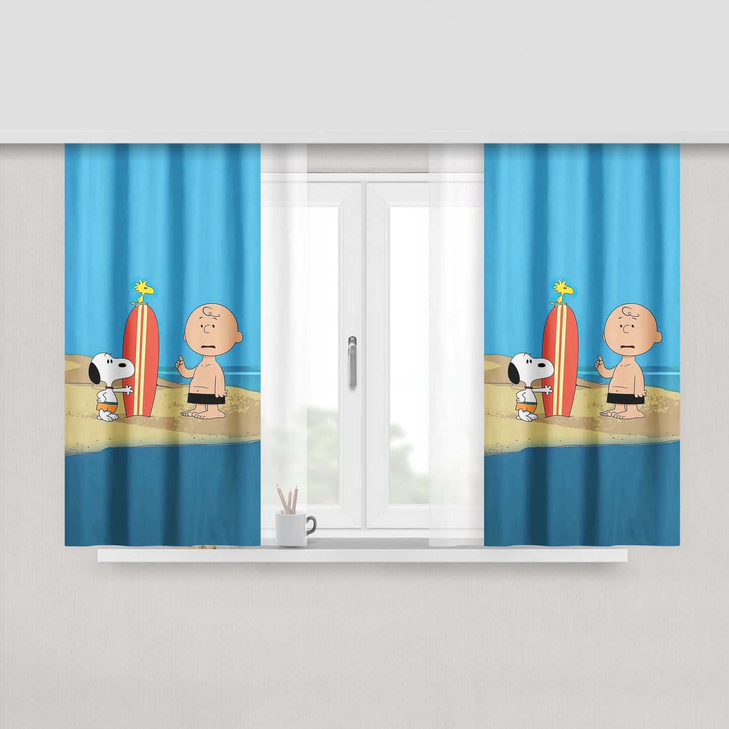 Cute Snoopy Dog Peach Skin Window Curtains