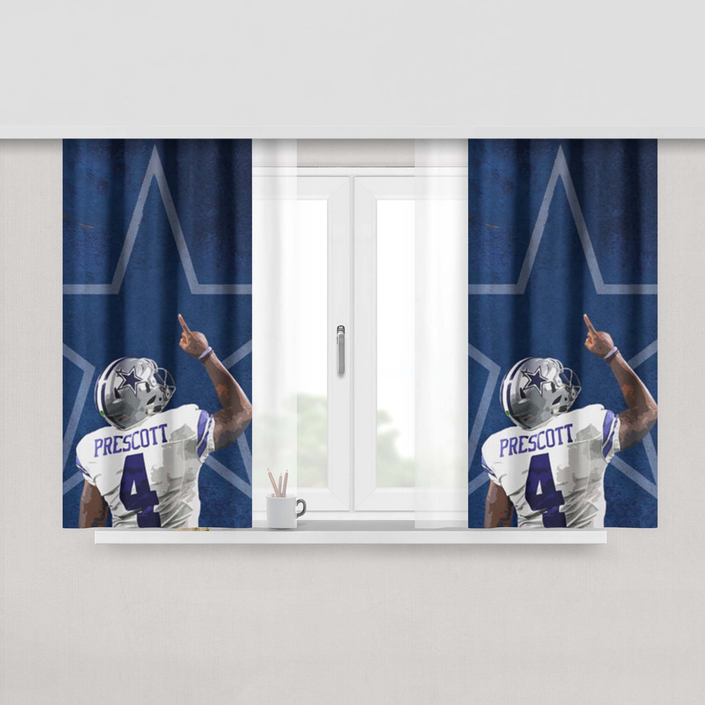 Dak Prescott Dallas Cowboys Peach Skin Window Curtains
