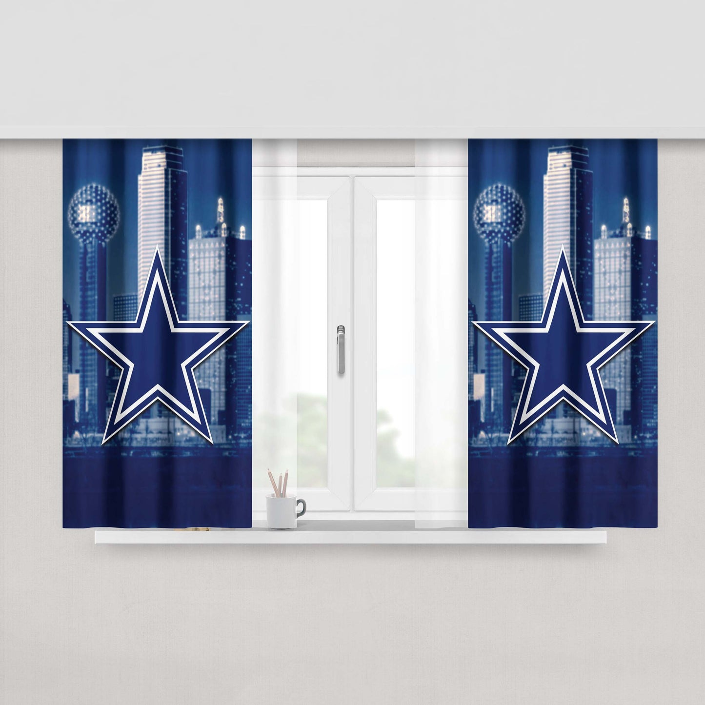 Dallas Cowboys City Themed Peach Skin Window Curtains