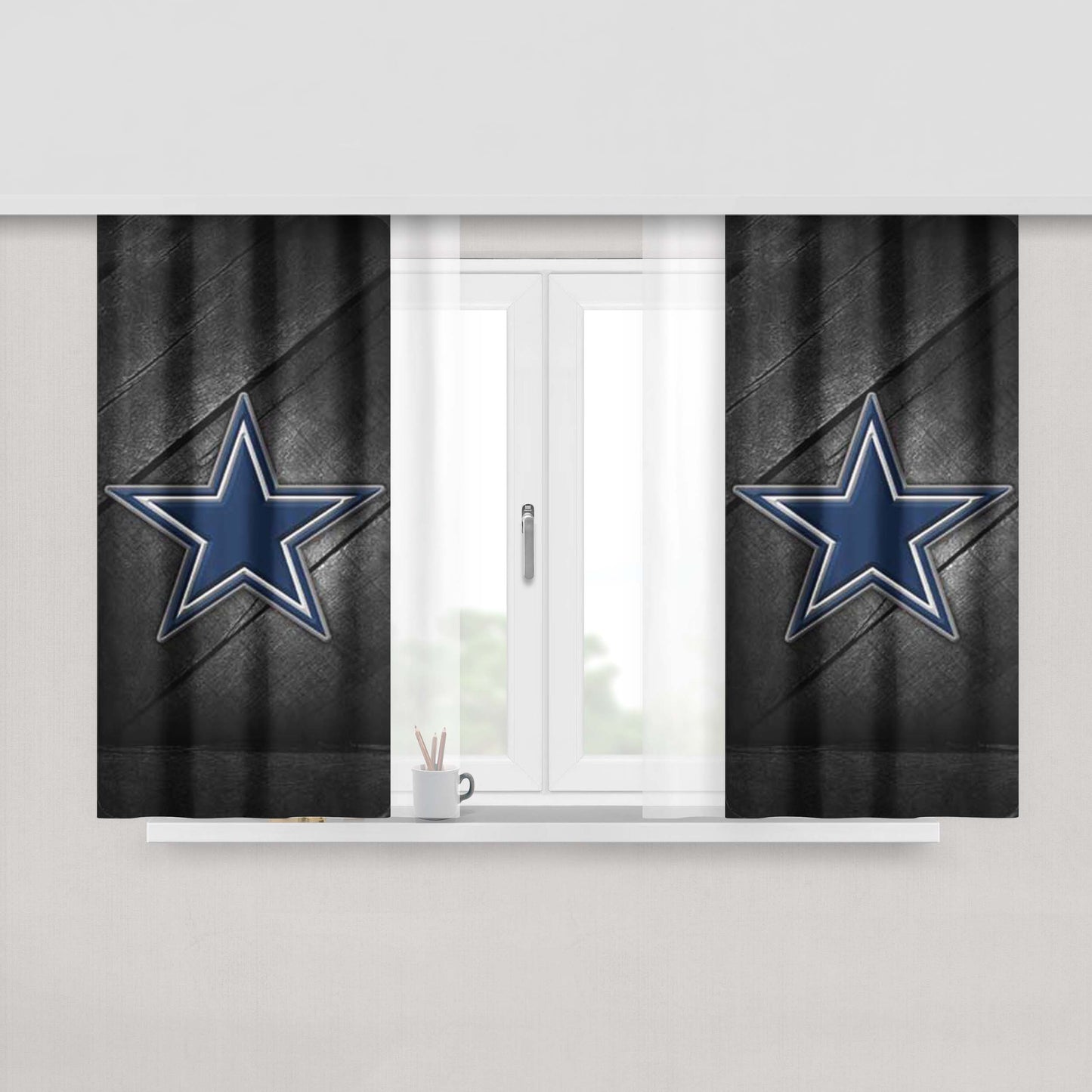 Dallas Cowboys Diagonal Wood Peach Skin Window Curtains