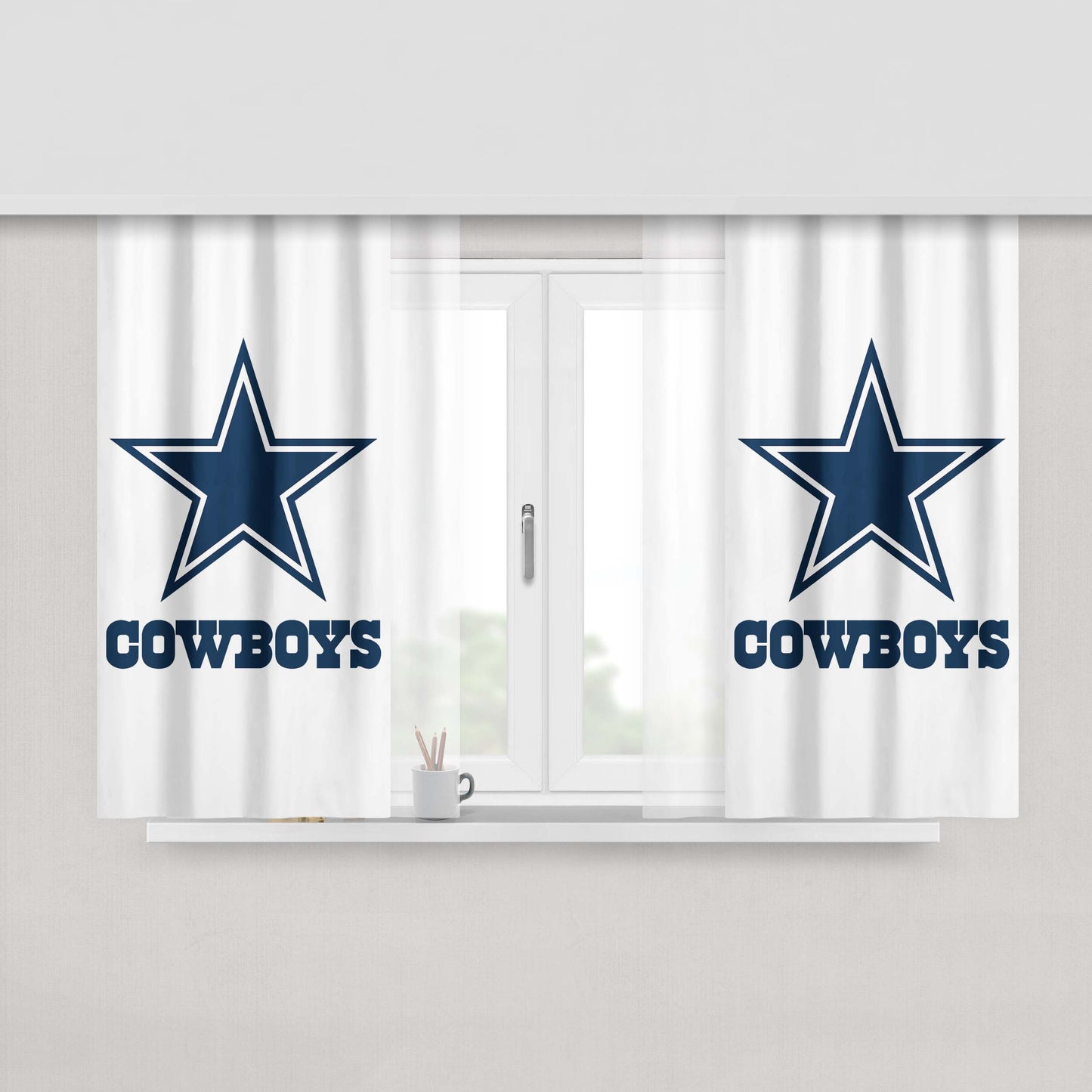 Dallas Cowboys Football Logo Peach Skin Window Curtains