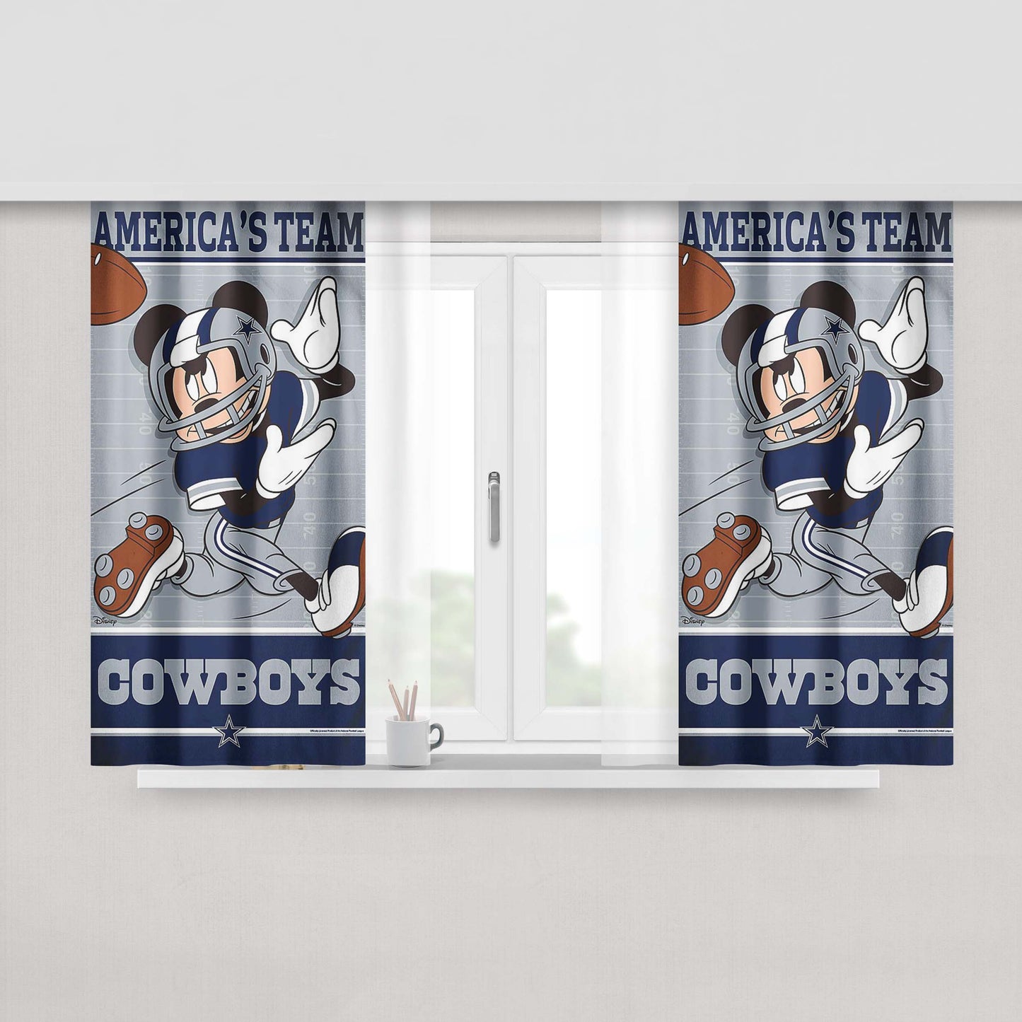 Dallas Cowboys Giants Disney Mickey Mouse Nfl Peach Skin Window Curtains