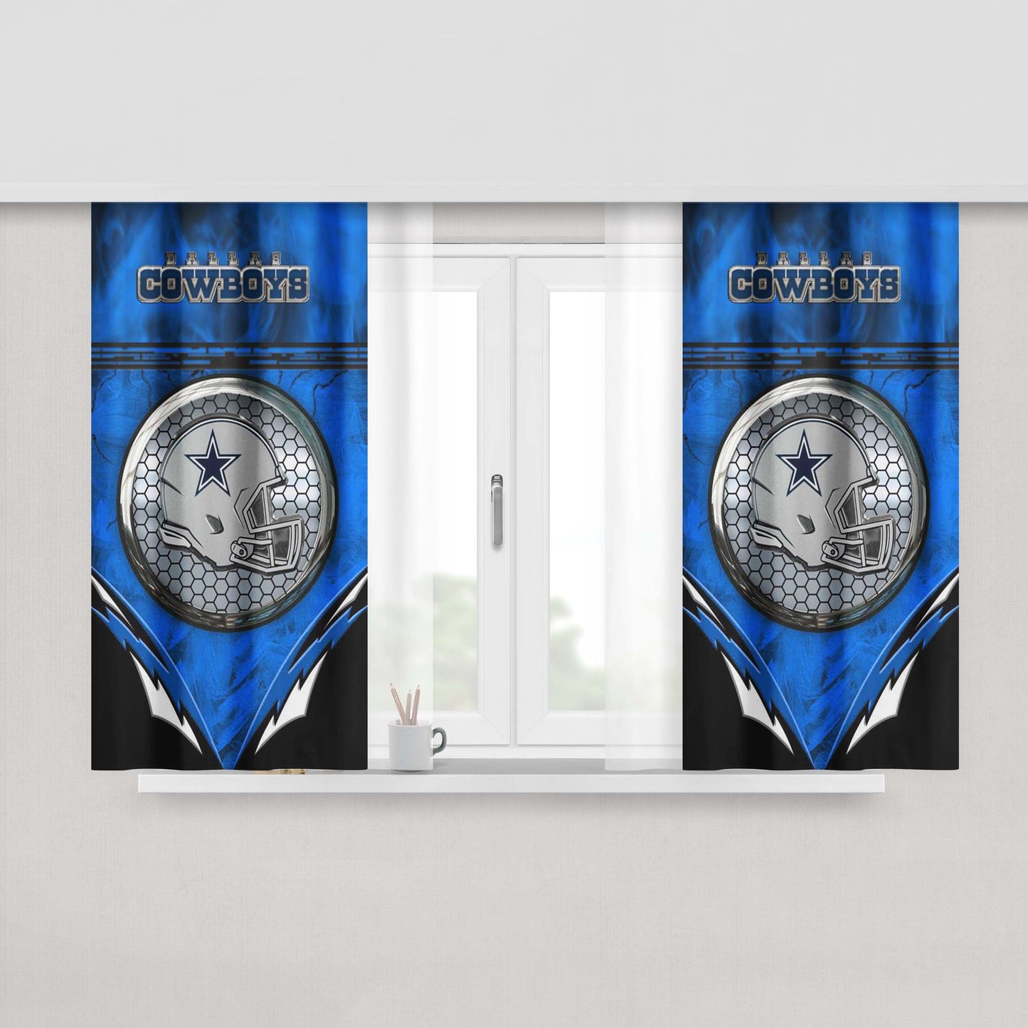 Dallas Cowboys Helmet Peach Skin Window Curtains