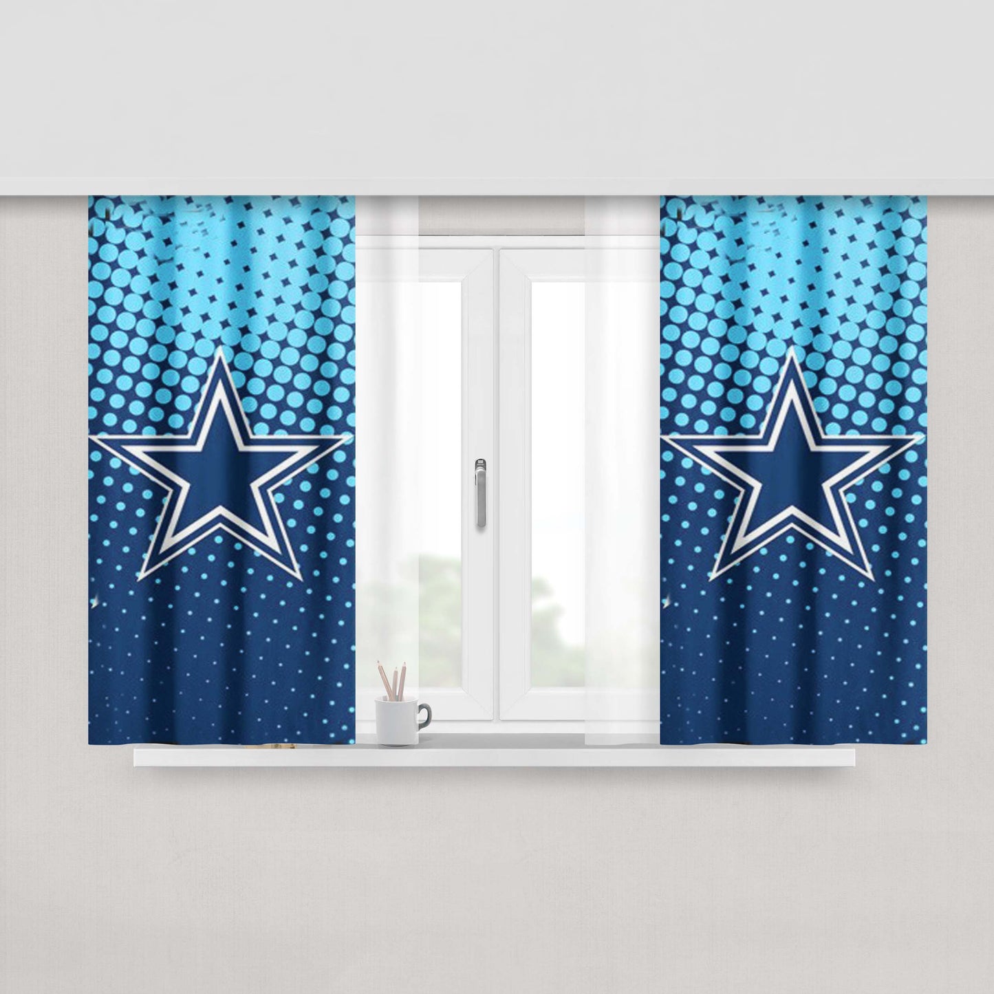 Dallas Cowboys Nfl Sport Peach Skin Window Curtains