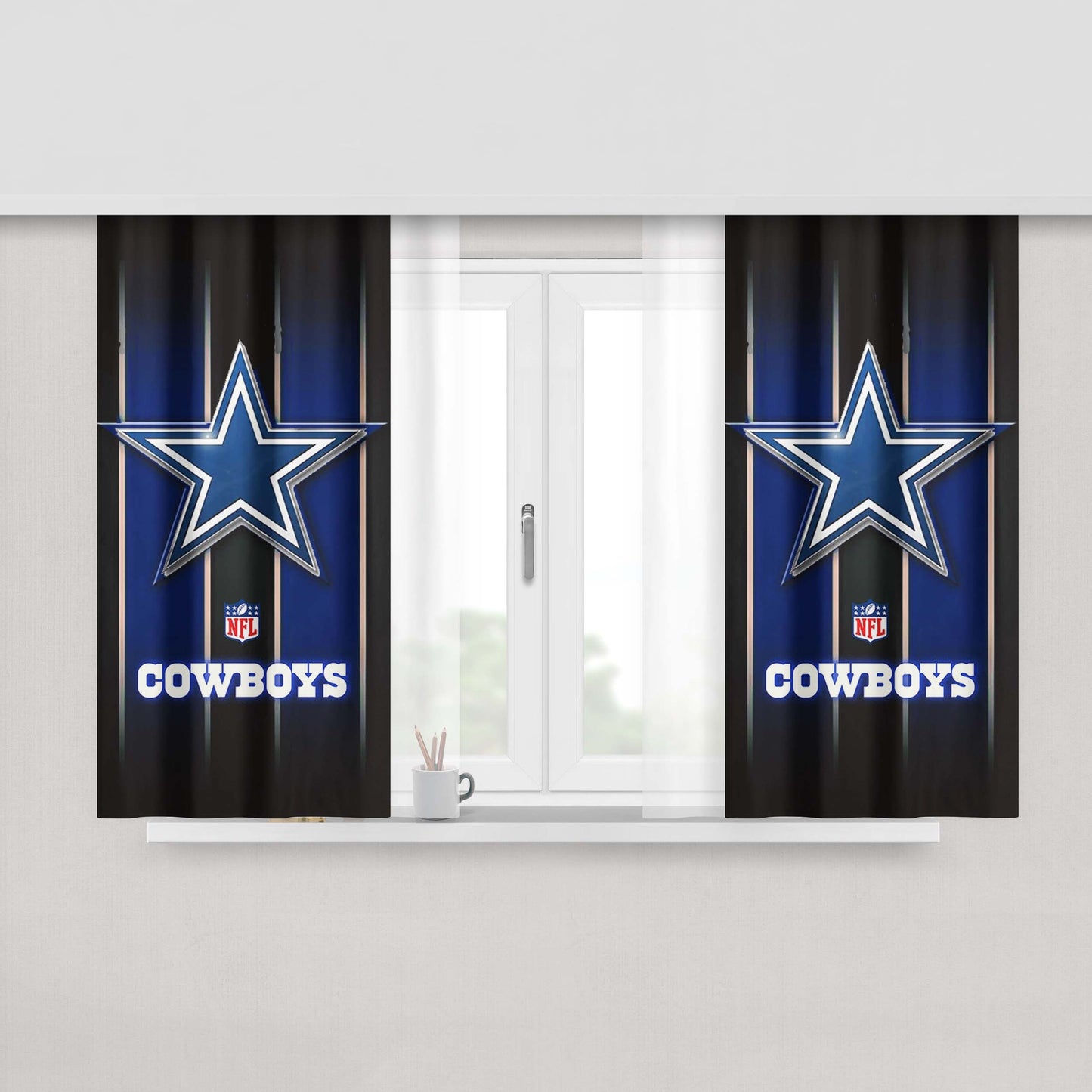 Dallas Cowboys Nfl Stripes New Peach Skin Window Curtains