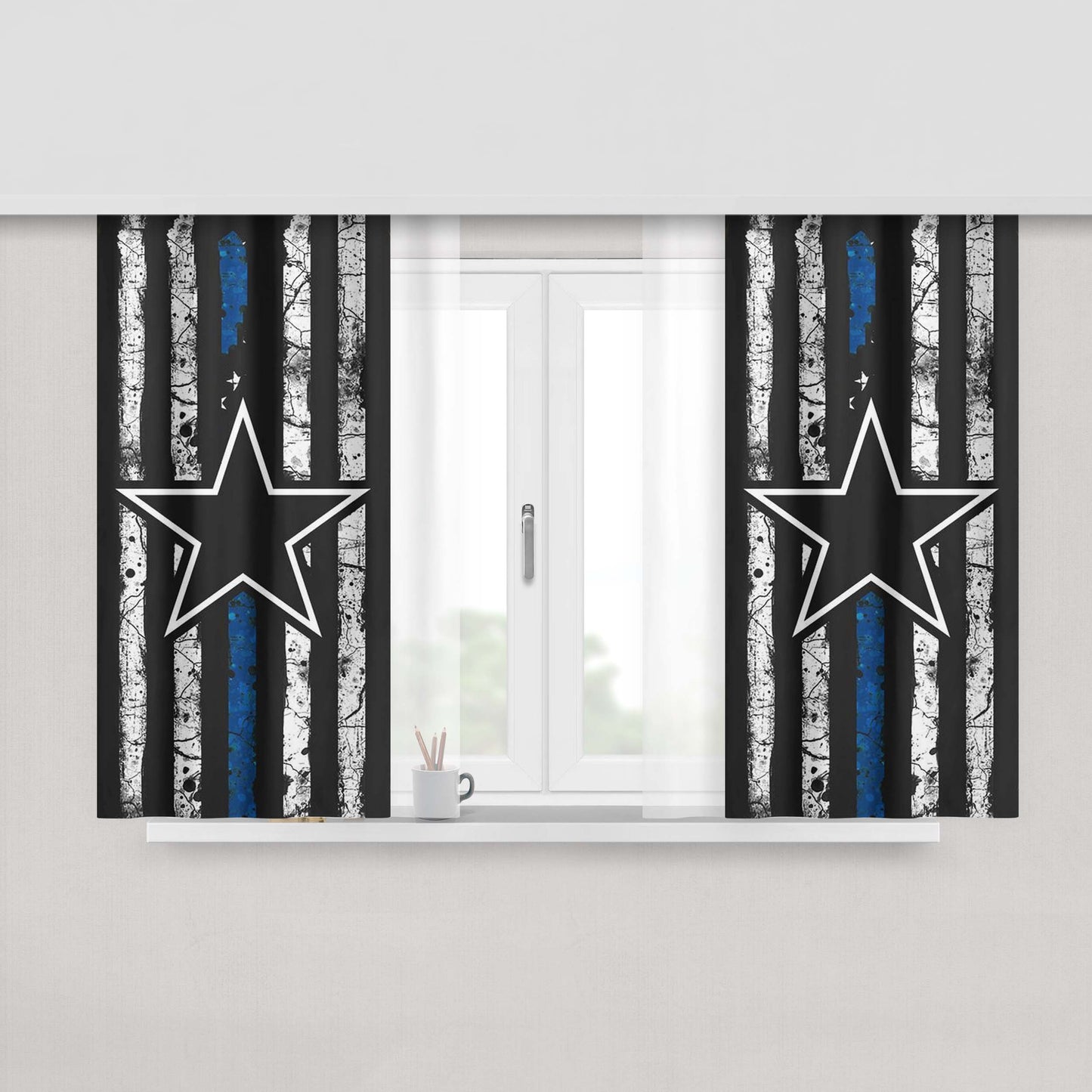 Dallas Cowboys Thin Blue Peach Skin Window Curtains