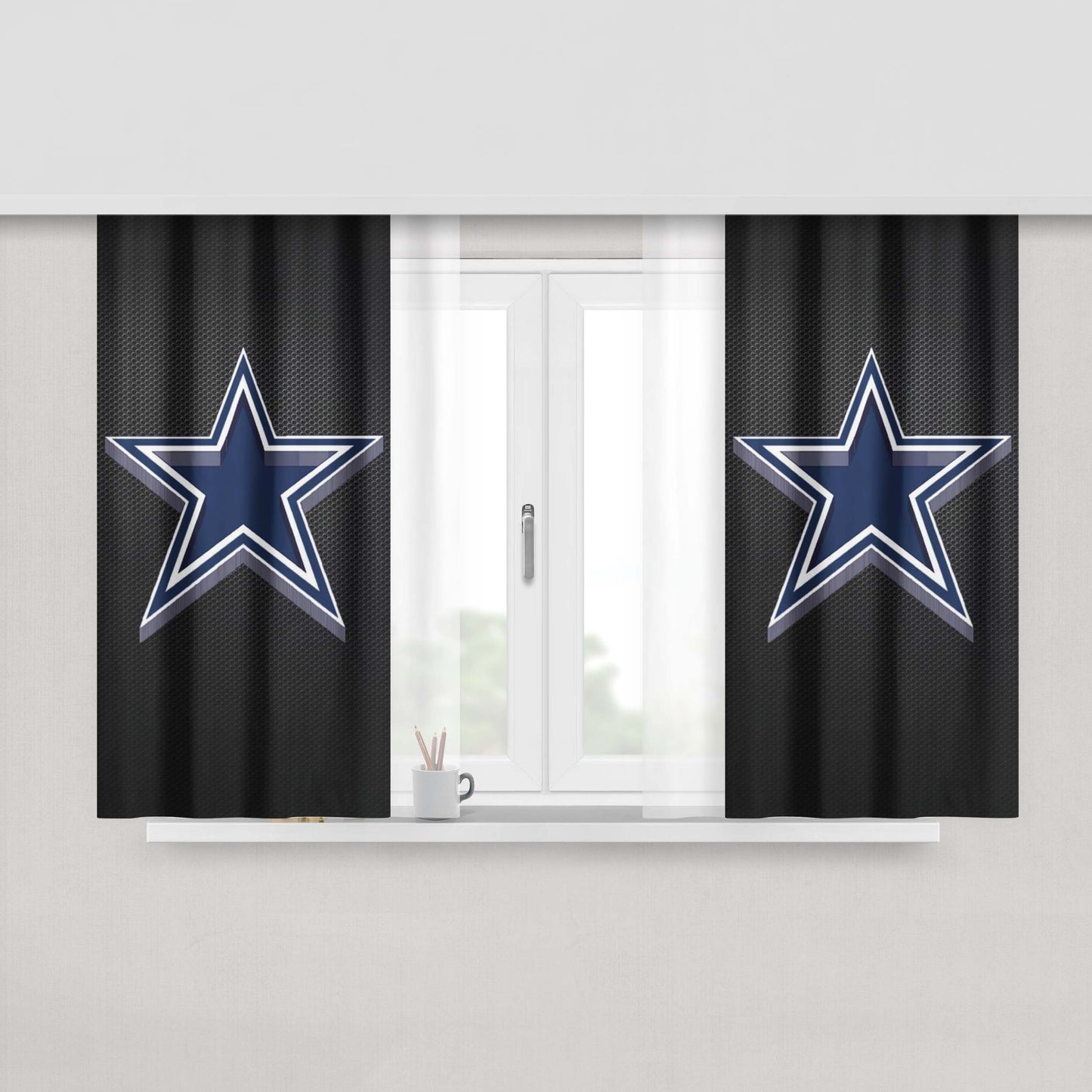 Dallas Cowboys Wallapaper Carbon Peach Skin Window Curtains