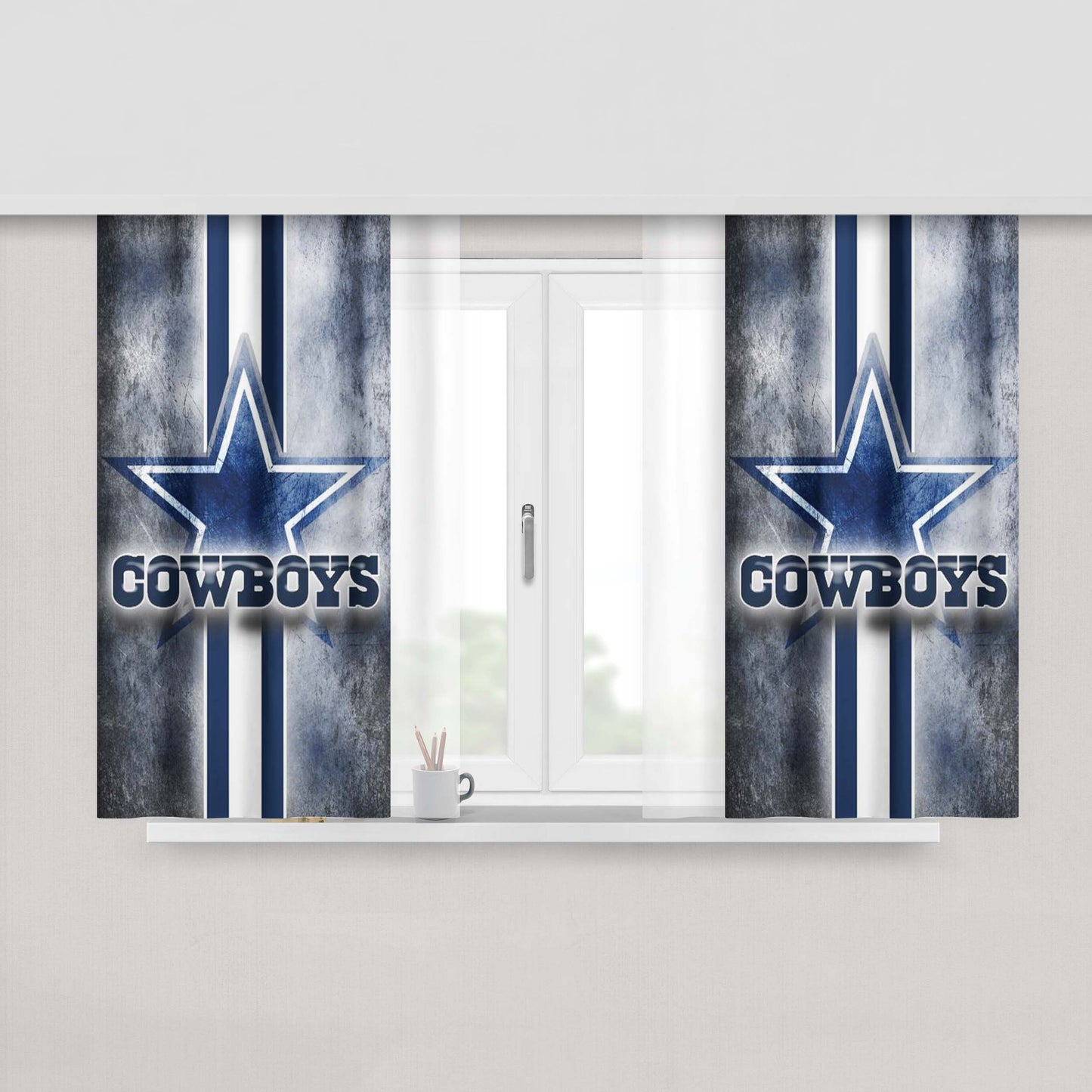 Dallas Cowboys Wallapaper Peach Skin Window Curtains