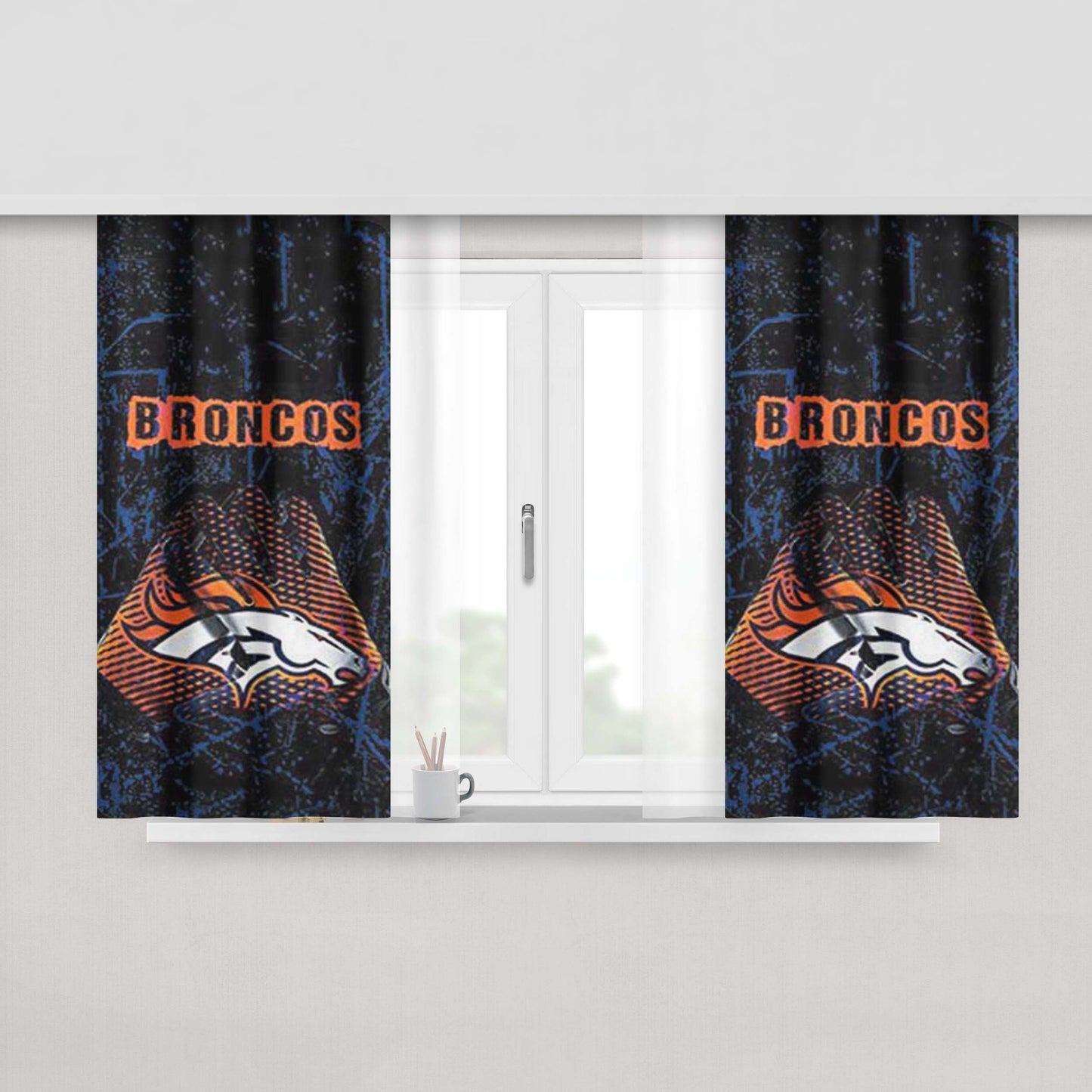 Denver Broncos Gloves Rough Peach Skin Window Curtains
