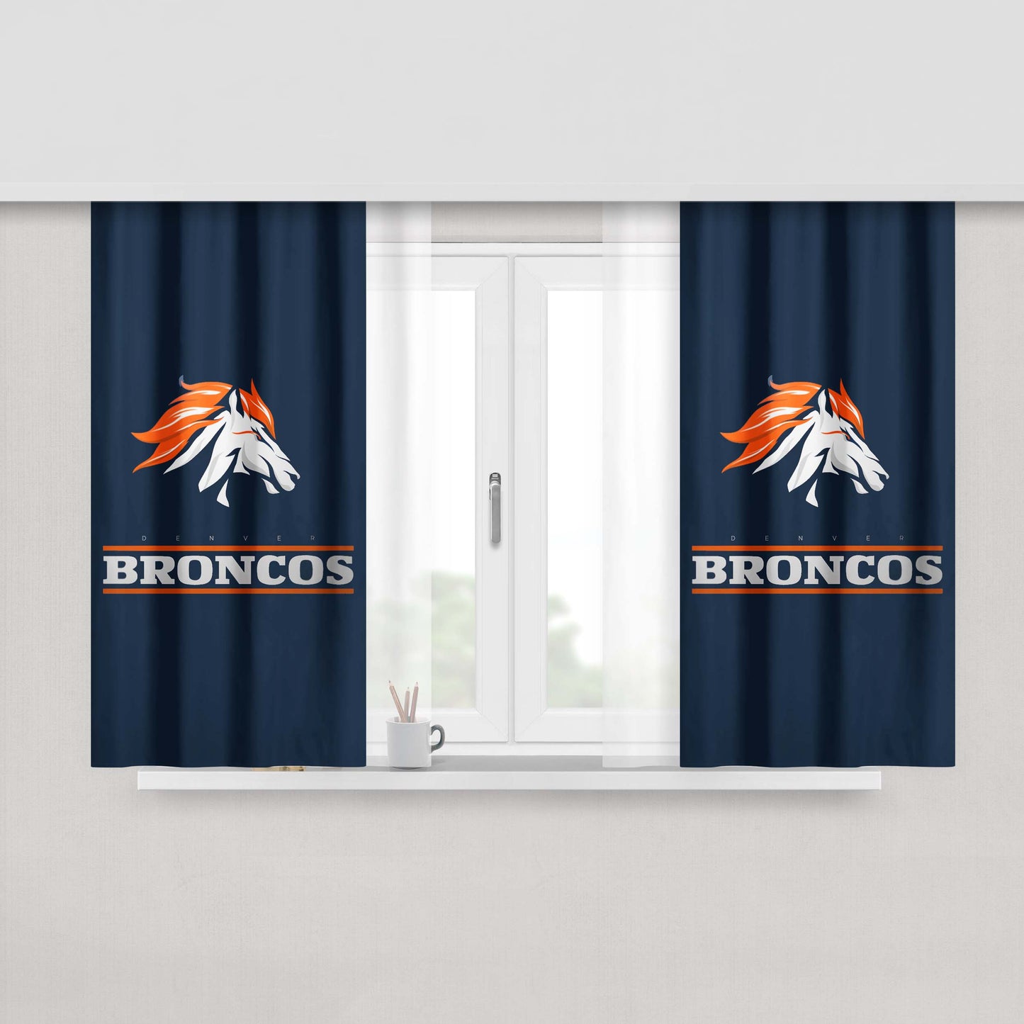 Denver Broncos Logo American Football Team Peach Skin Window Curtains