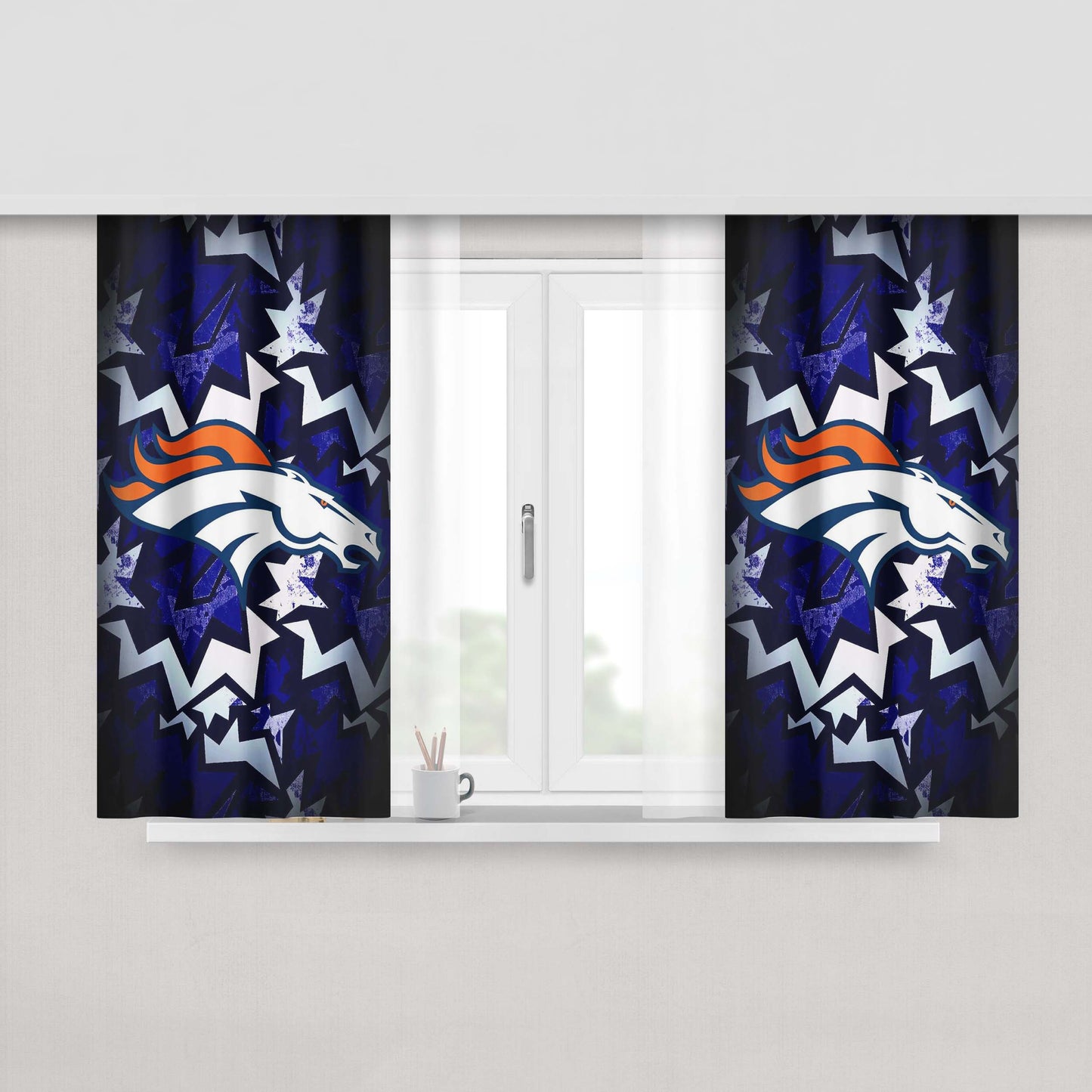 Denver Broncos Logo Computer Peach Skin Window Curtains