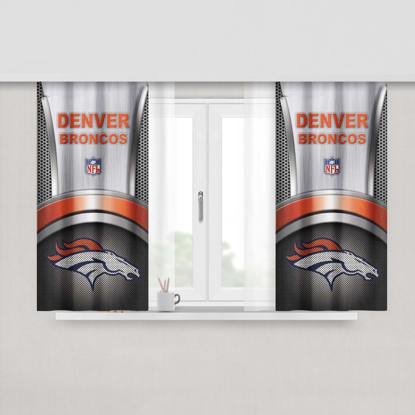 Denver Broncos Meshbox Peach Skin Window Curtains