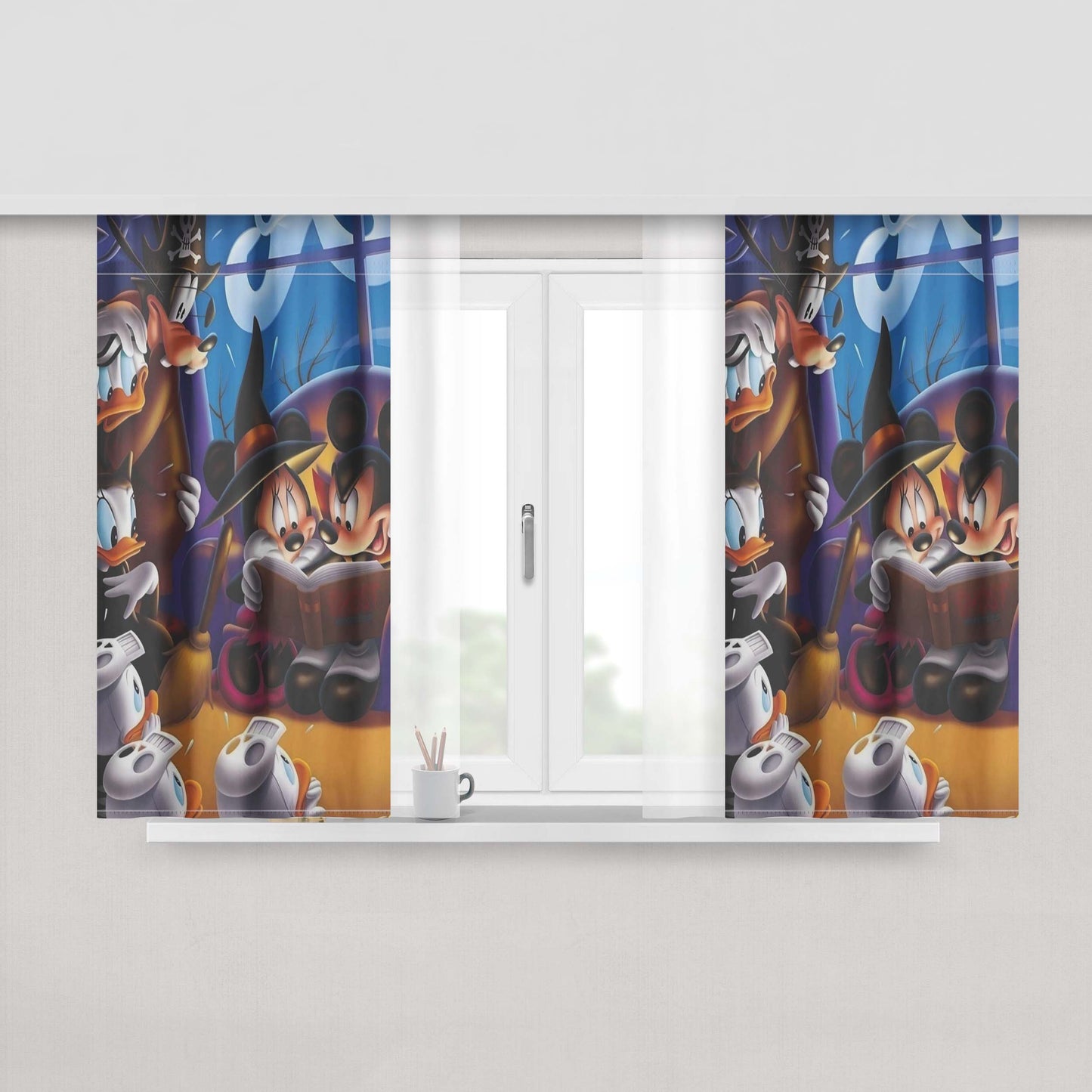 Disney Halloween With Mickey Mouse Peach Skin Window Curtains