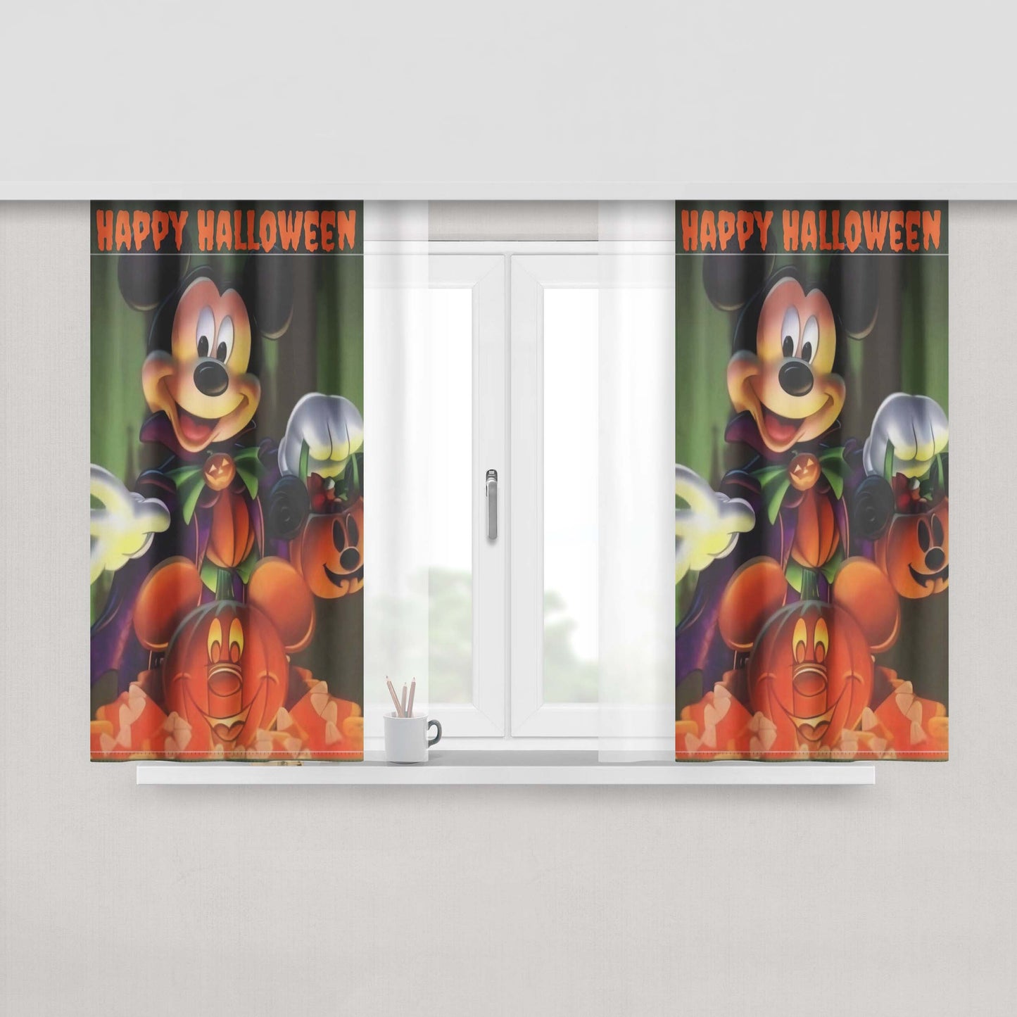 Disney Mickey Mouse Halloween Peach Skin Window Curtains