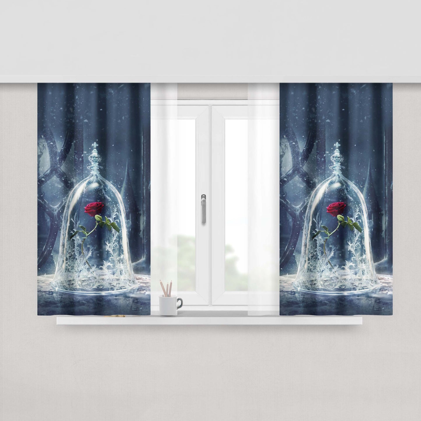 Disney Style Beauty And The Beast Peach Skin Window Curtains