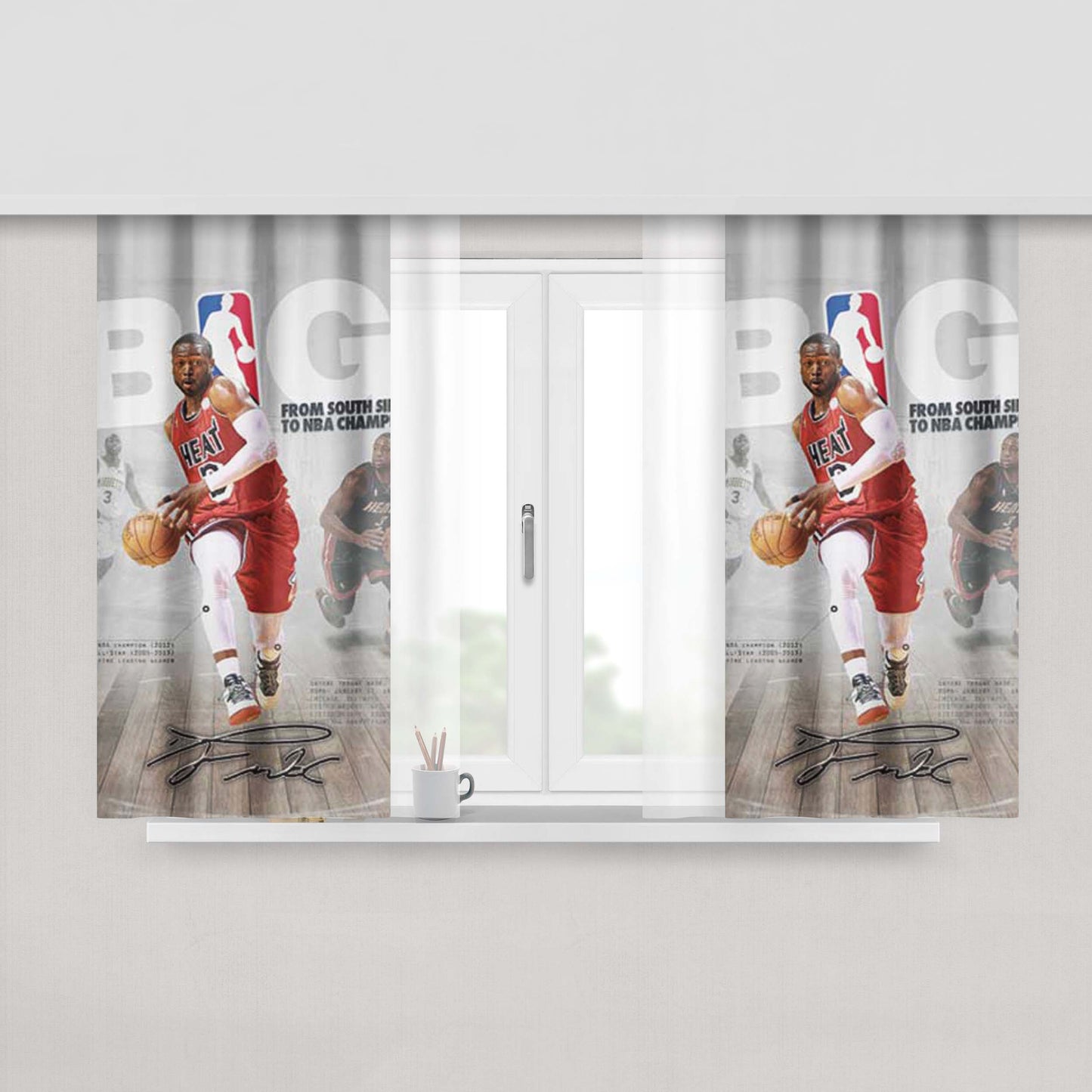 Dwyane Wade Chicago Bulls Peach Skin Window Curtains