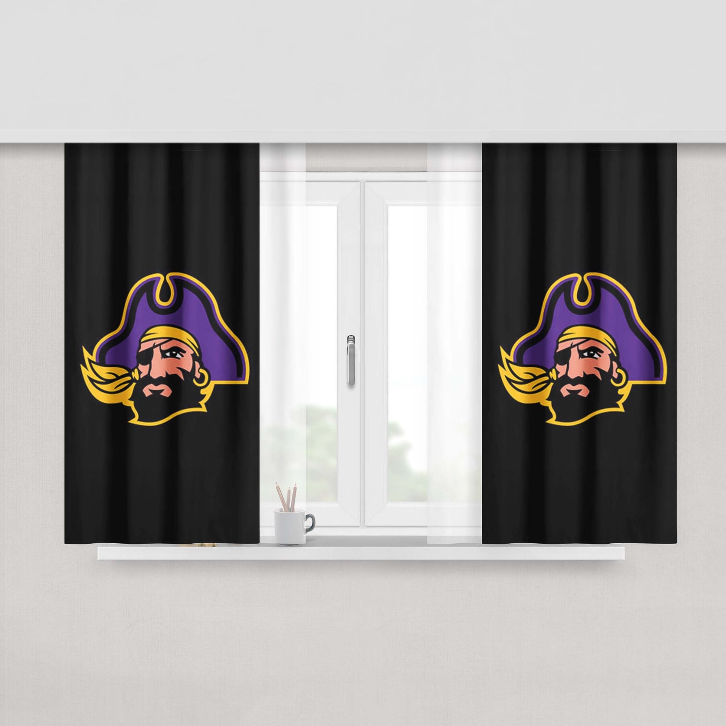 East Carolina Pirates Logo Peach Skin Window Curtains