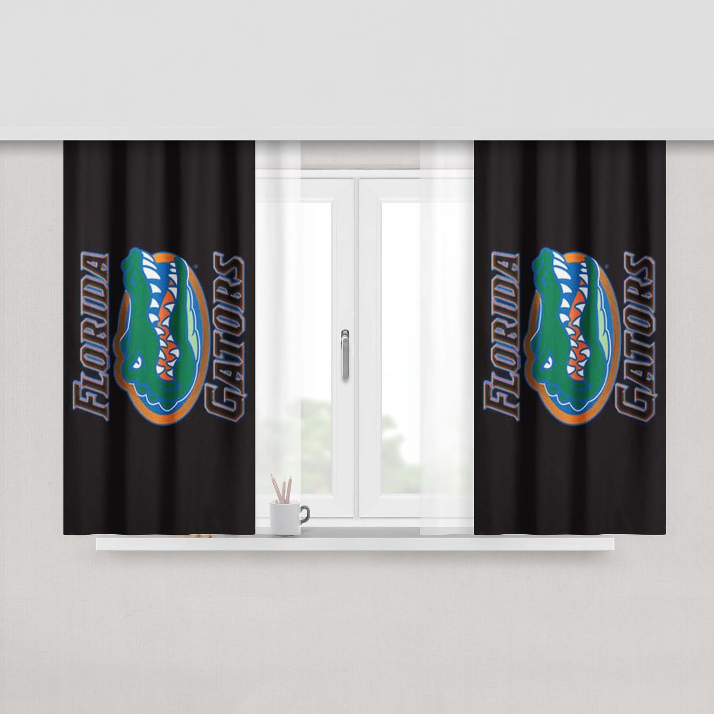 Florida Gators Black Fade Logo Peach Skin Window Curtains