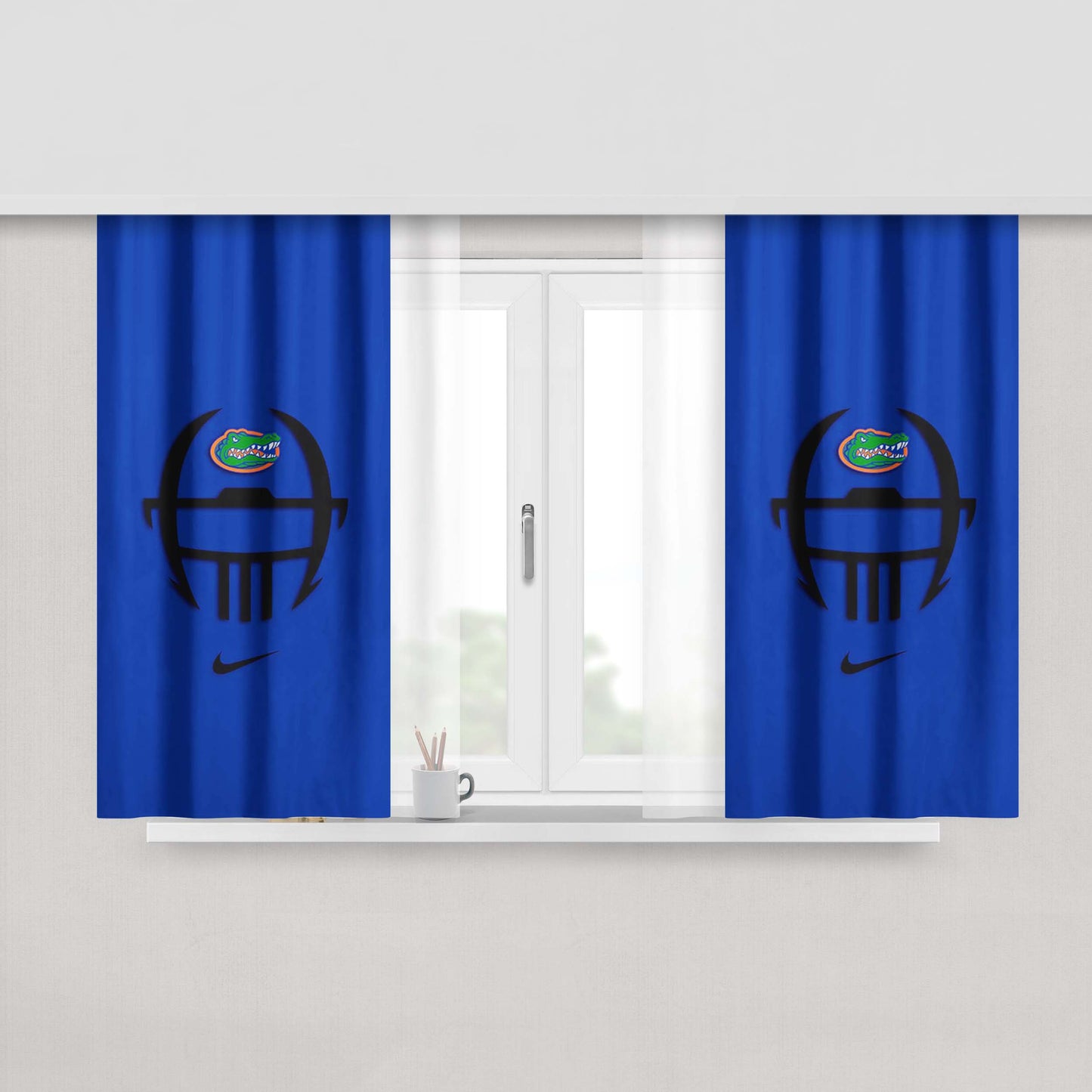 Florida Gators Helmet Blue Peach Skin Window Curtains