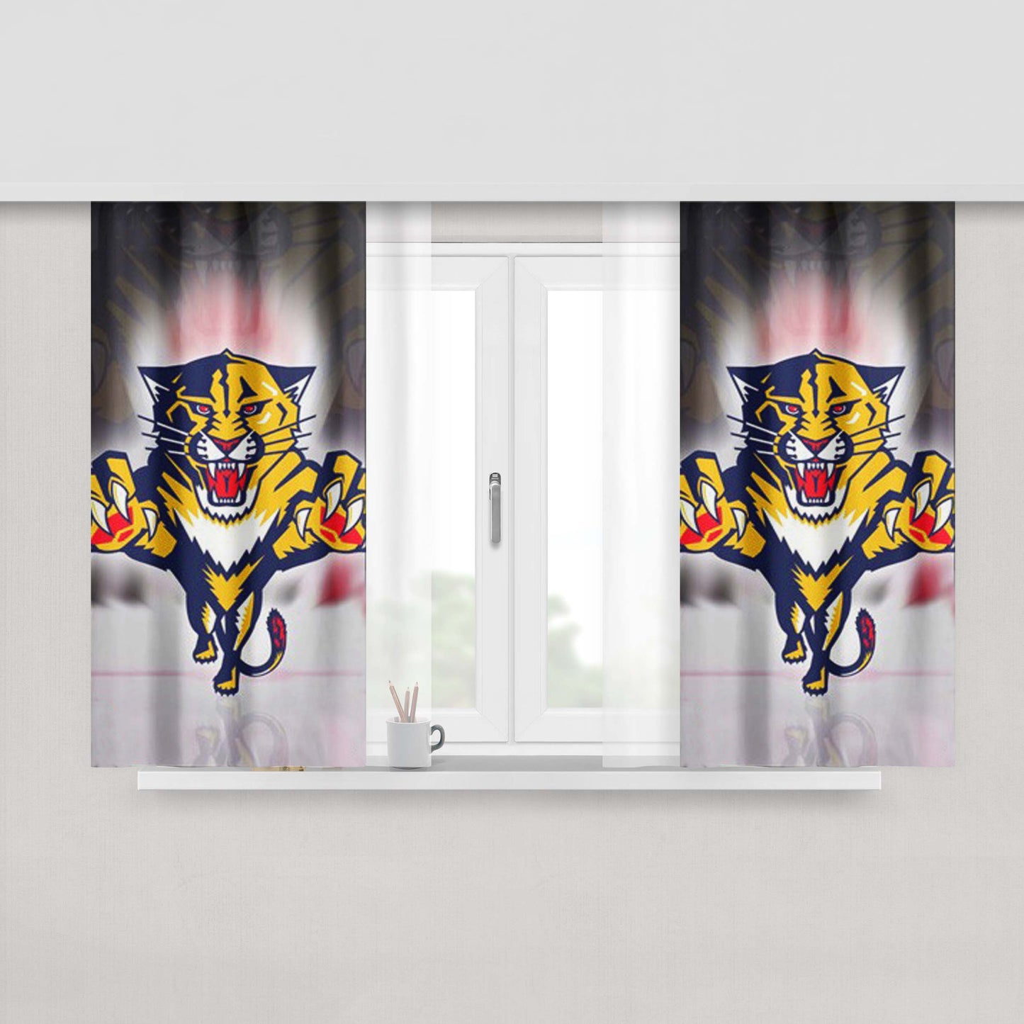 Florida Panthers Nhl Sport Logo Peach Skin Window Curtains