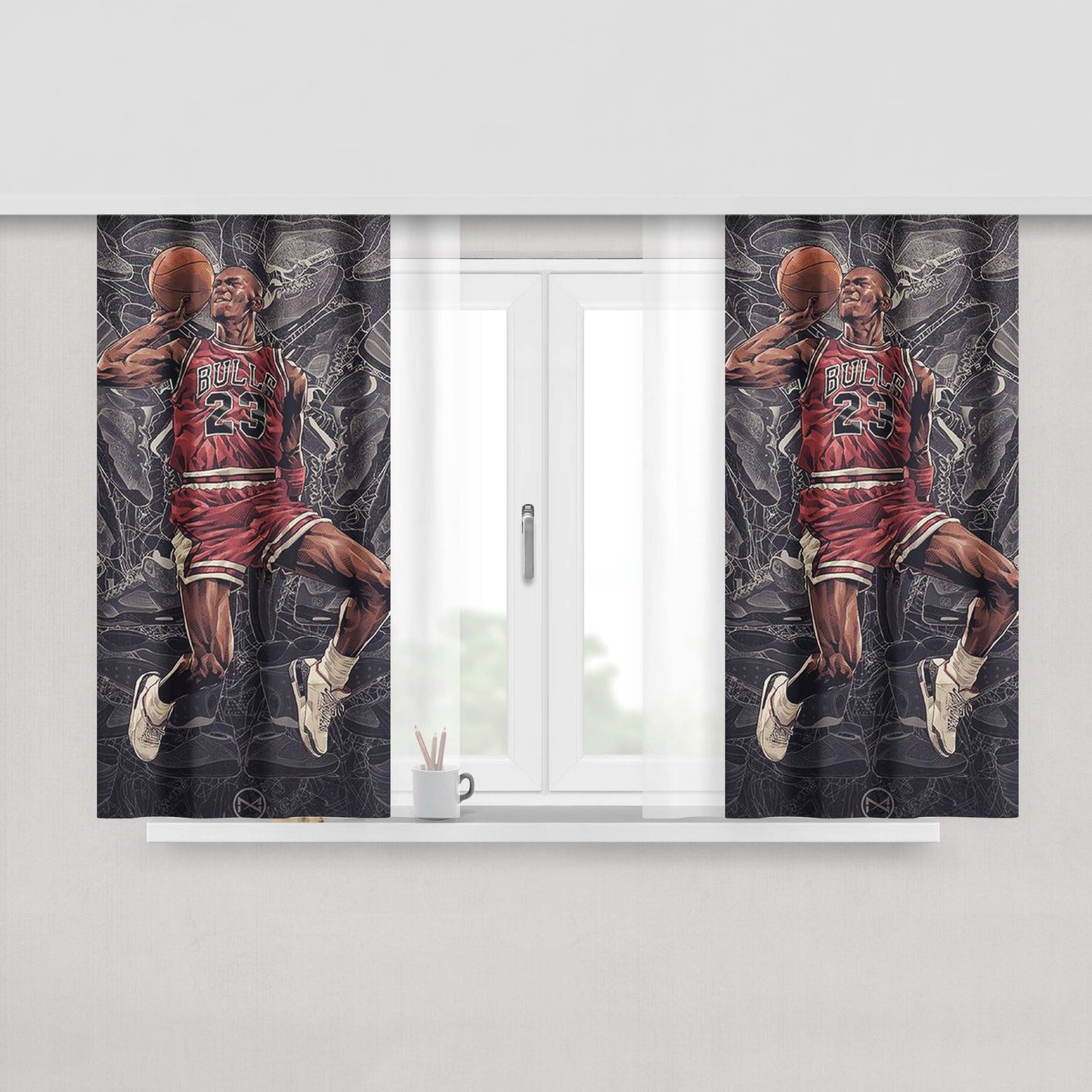 Fly The Legend Jordan Chicago Bulls Peach Skin Window Curtains
