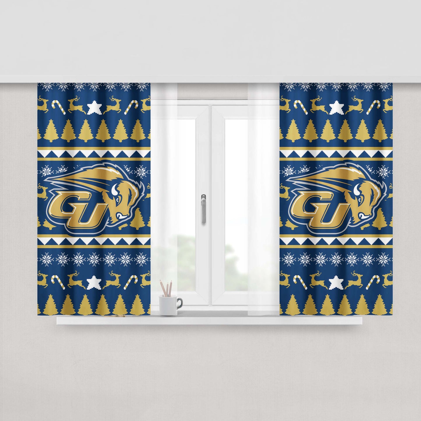 Gallaudet University Christmas Sweater Peach Skin Window Curtains