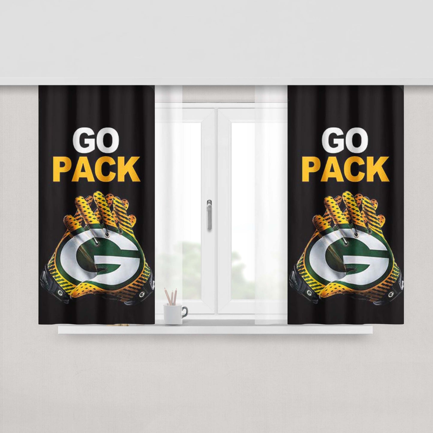 Green Bay Packers Go Pack Peach Skin Window Curtains