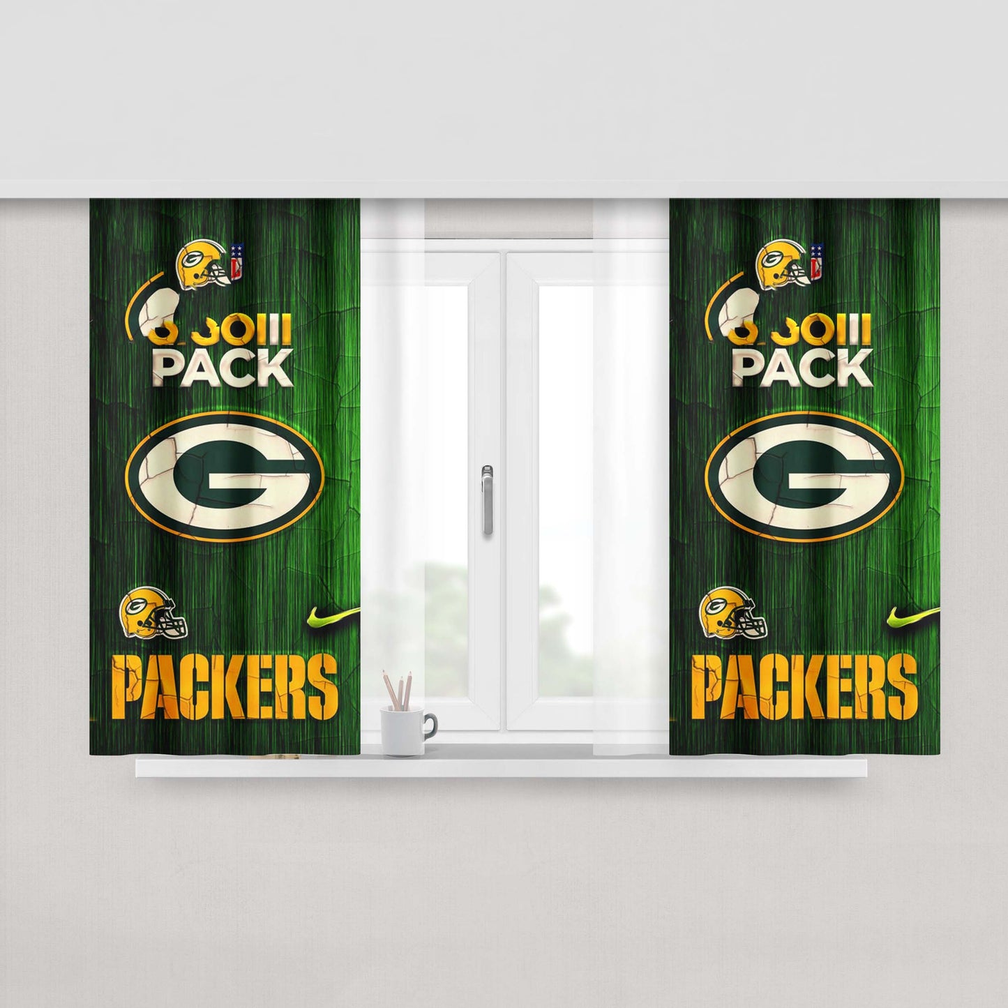Green Bay Packers Nfl Go Pack Peach Skin Window Curtains