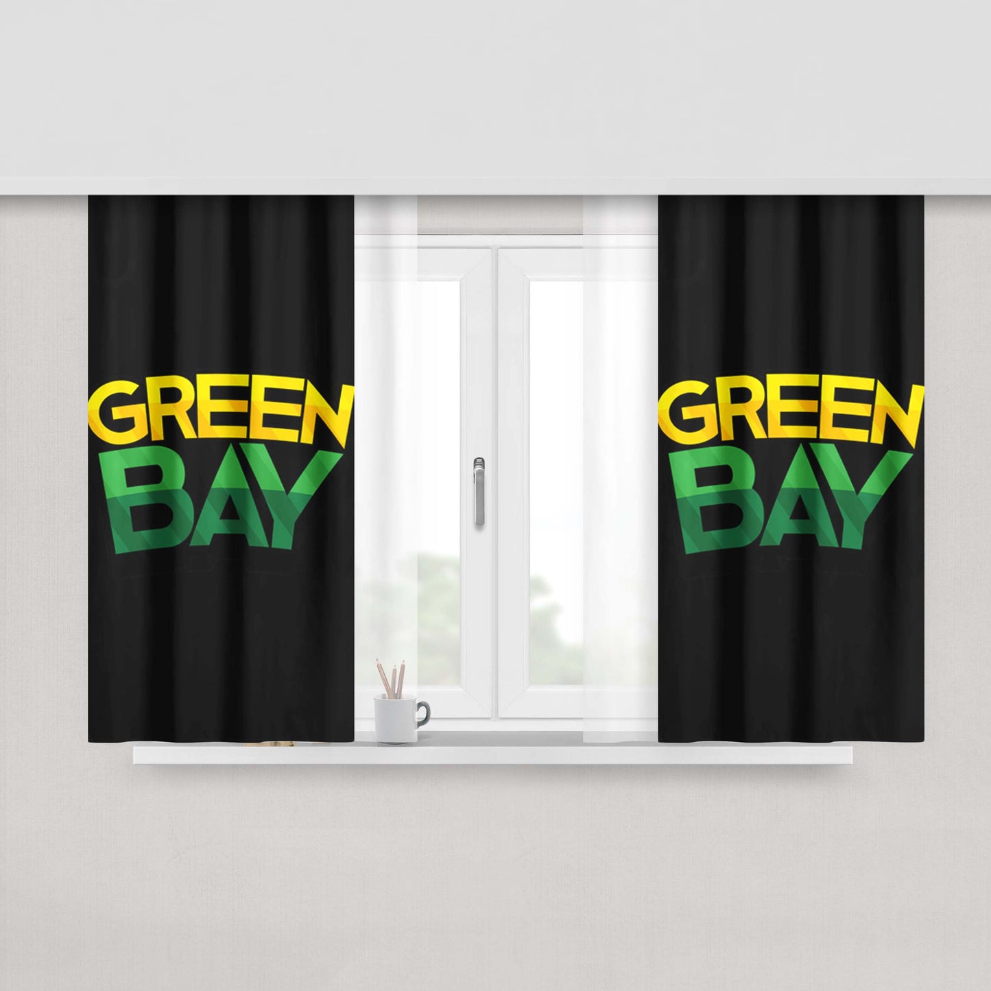 Green Bay Packers Peach Skin Window Curtains