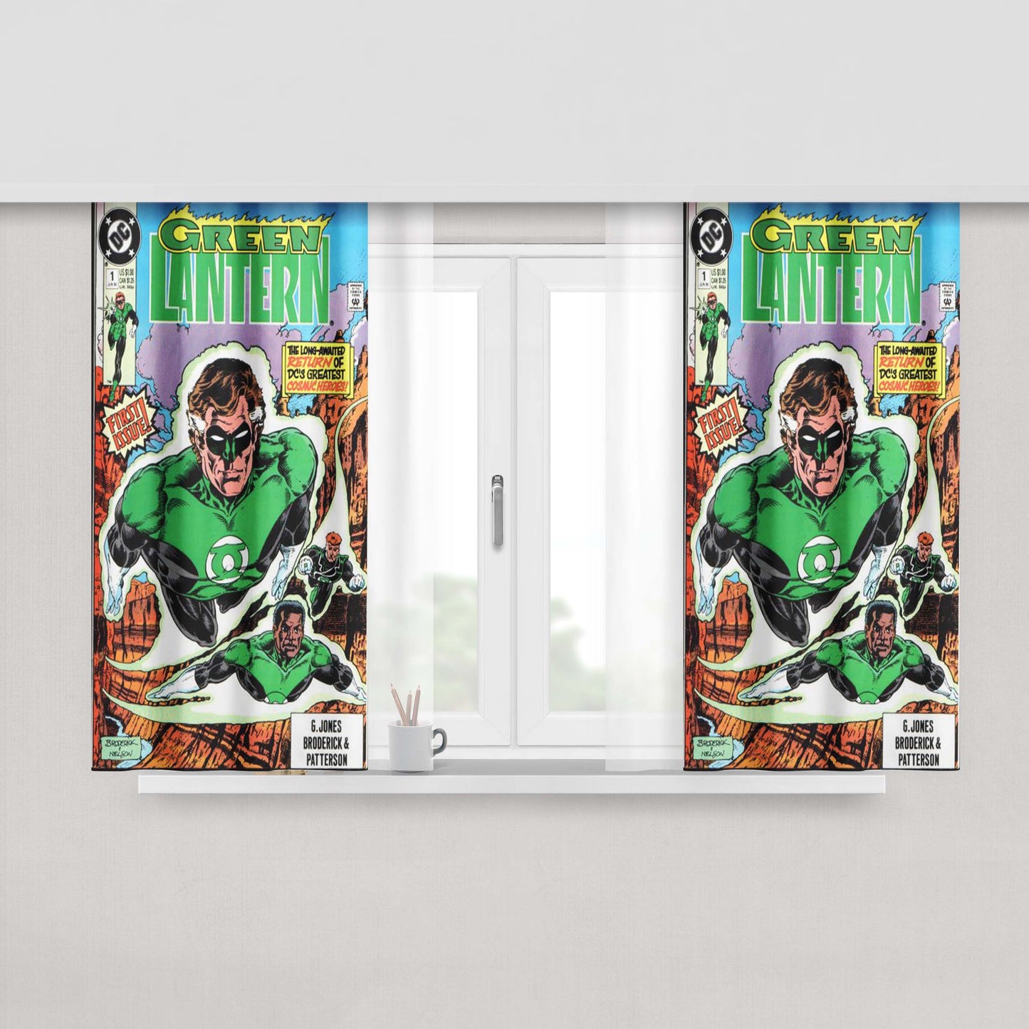 Green Lantern Hal Jordan 2 Peach Skin Window Curtains