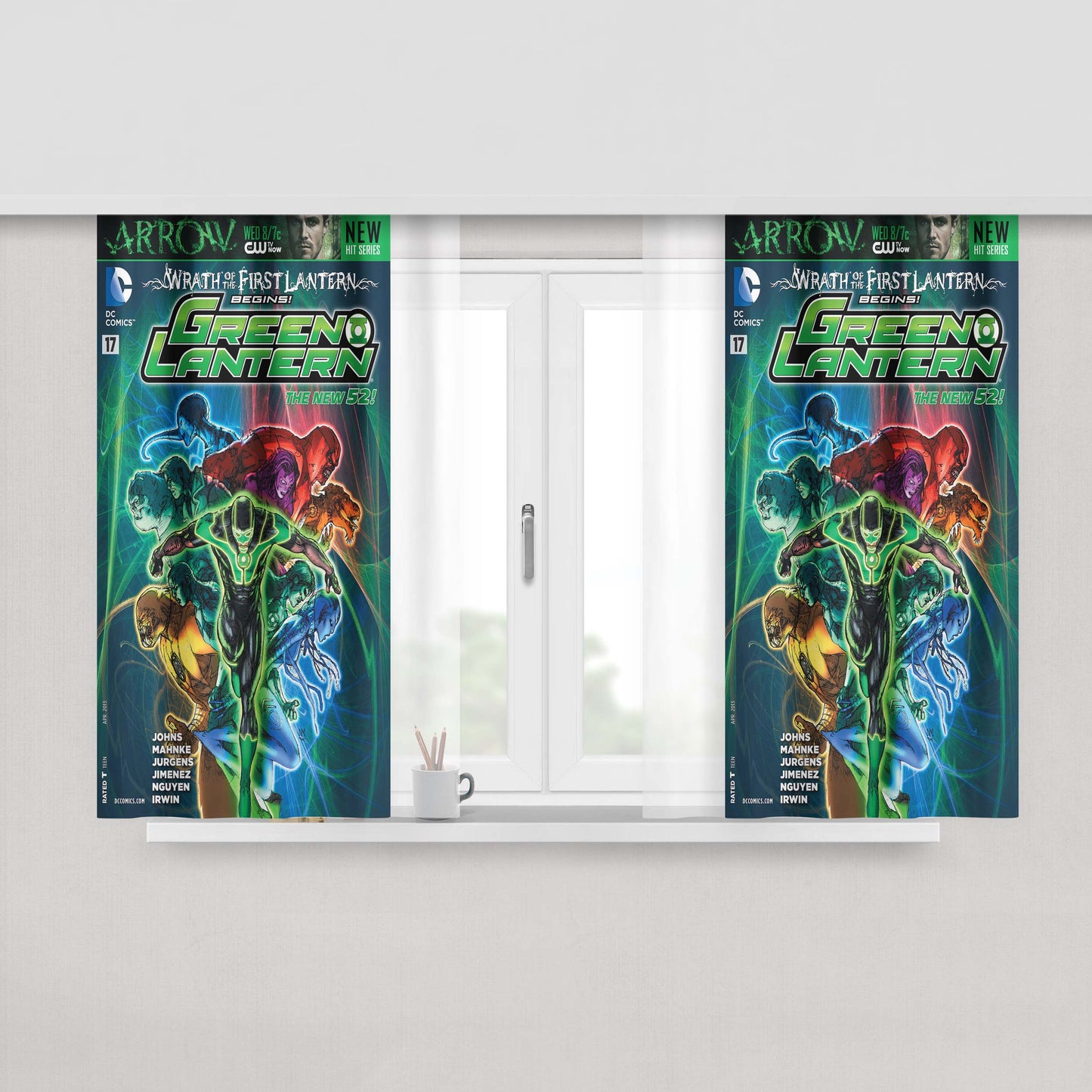 Green Lantern Hal Jordan Peach Skin Window Curtains