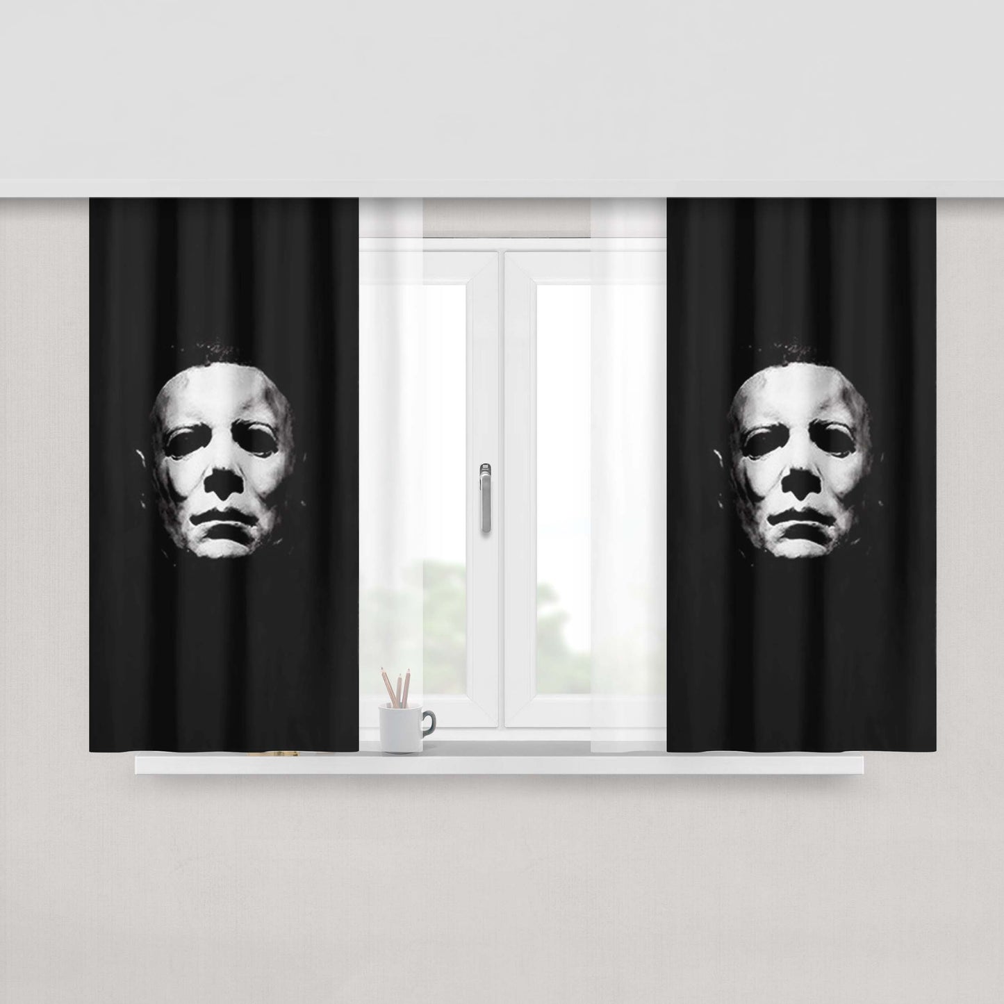 Halloween Michael Myers Peach Skin Window Curtains