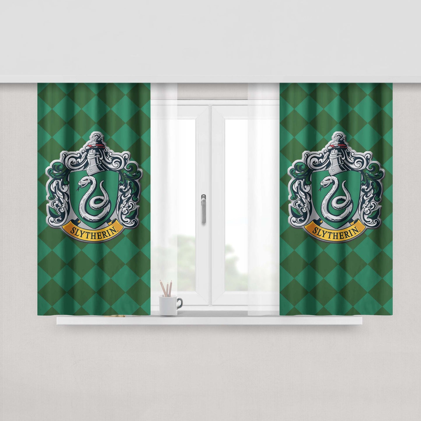Hoghwart School - Slytherin Peach Skin Window Curtains