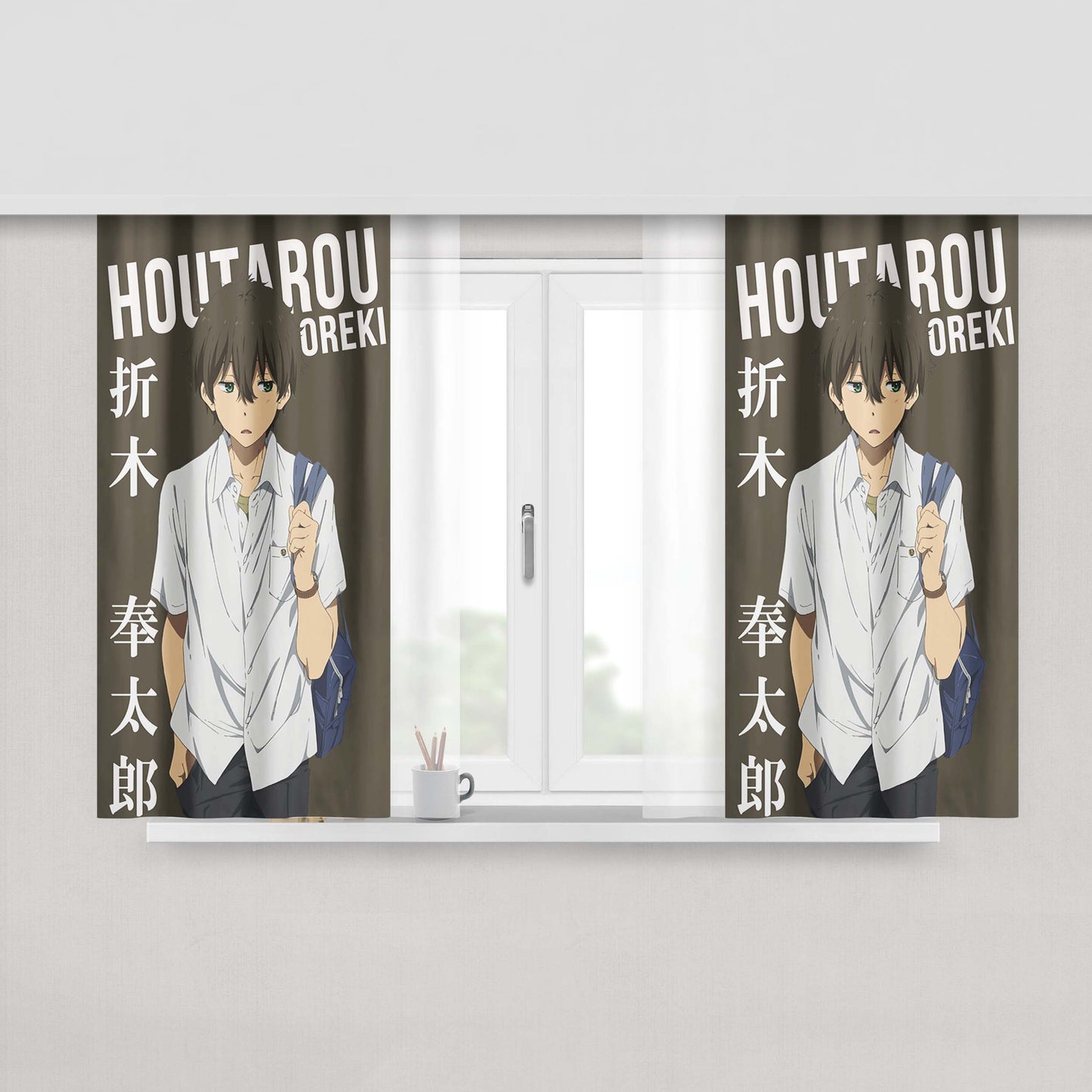 Houtarou Oreki Hyouka Anime Peach Skin Window Curtains