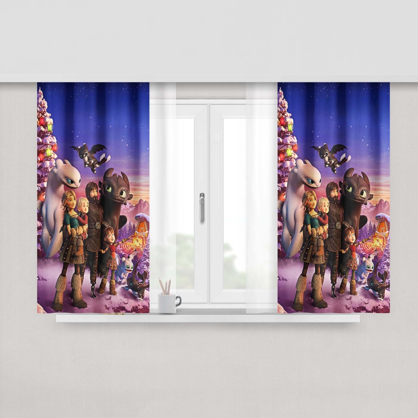How To Train Your Dragon Homecoming Hiccup Astrid Toothless Peach Skin Window Curtains