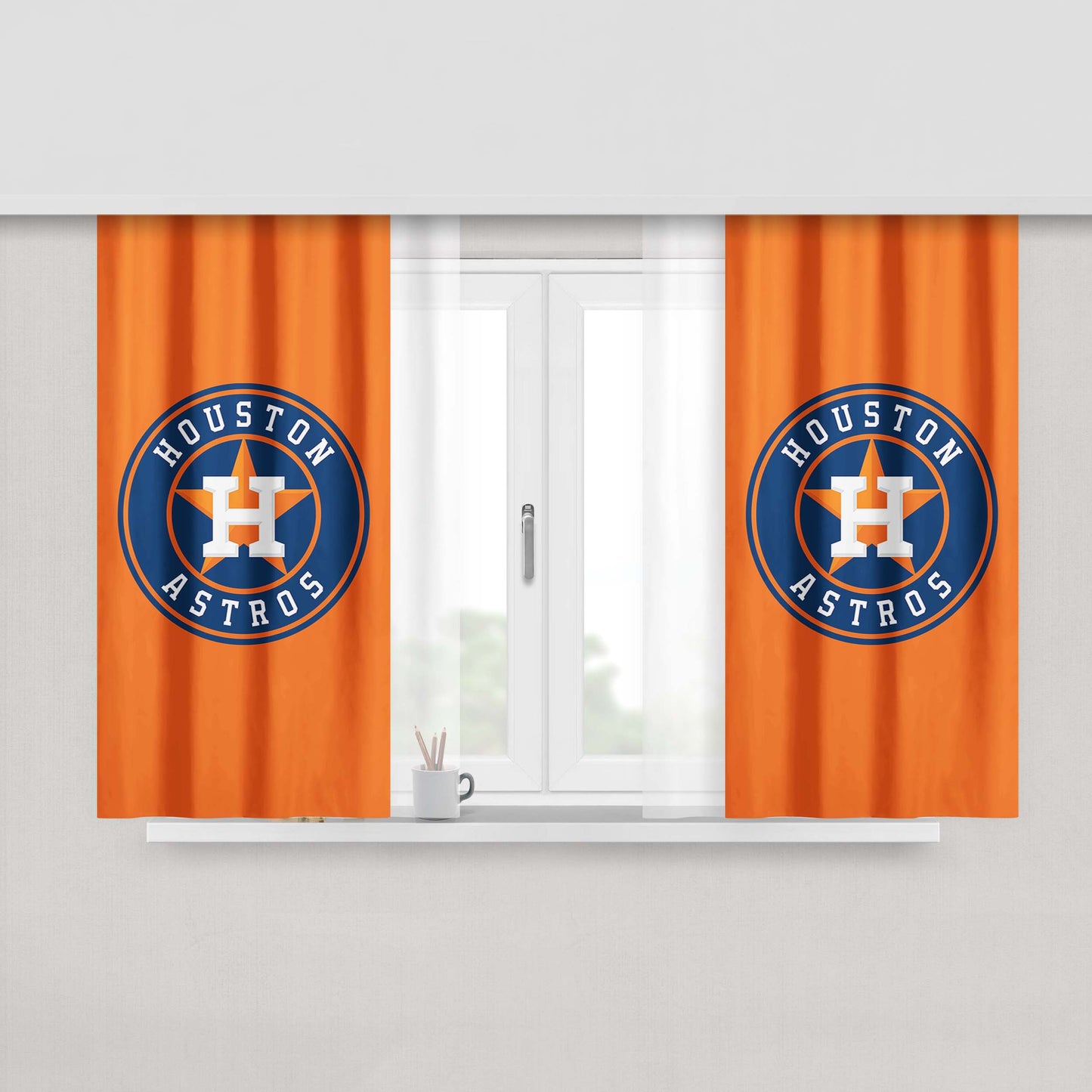 Huston Astros Peach Skin Window Curtains