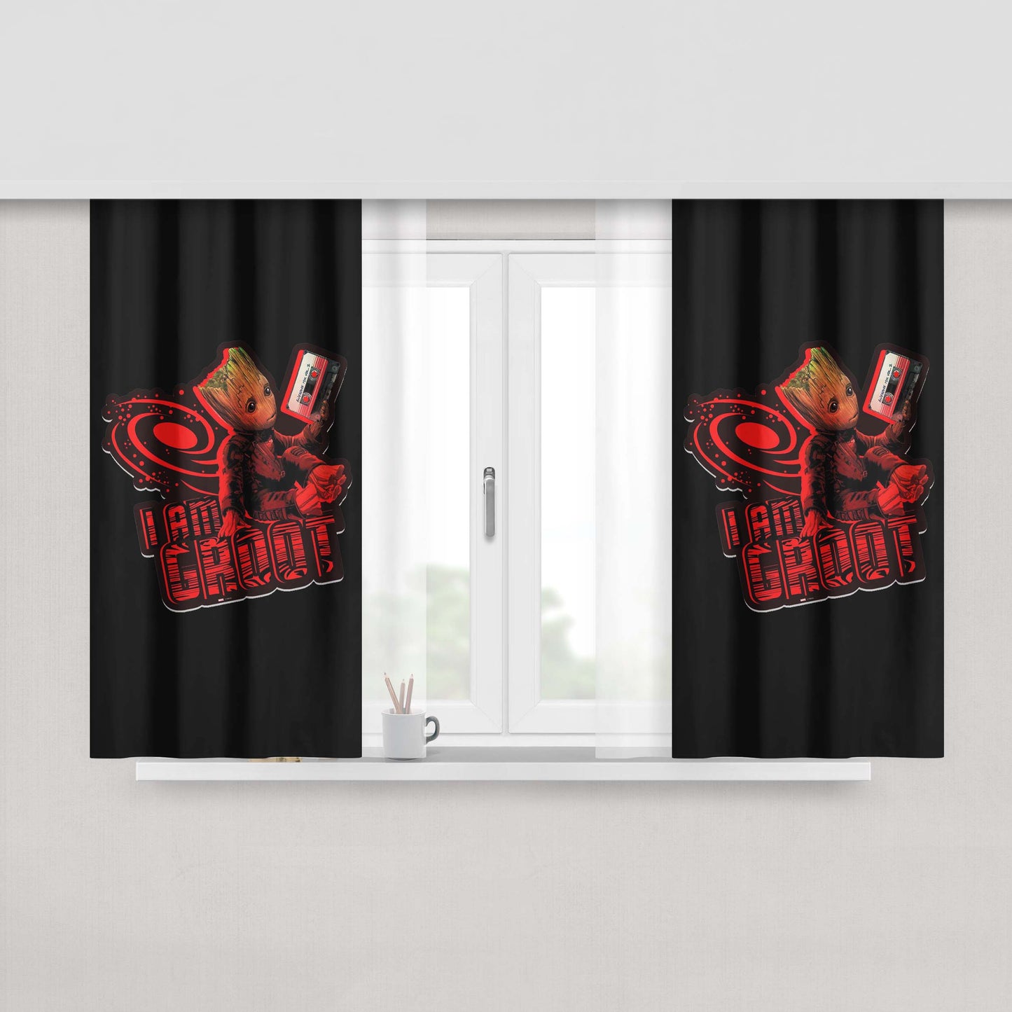 I Absolutely Love Stitch Peach Skin Window Curtains