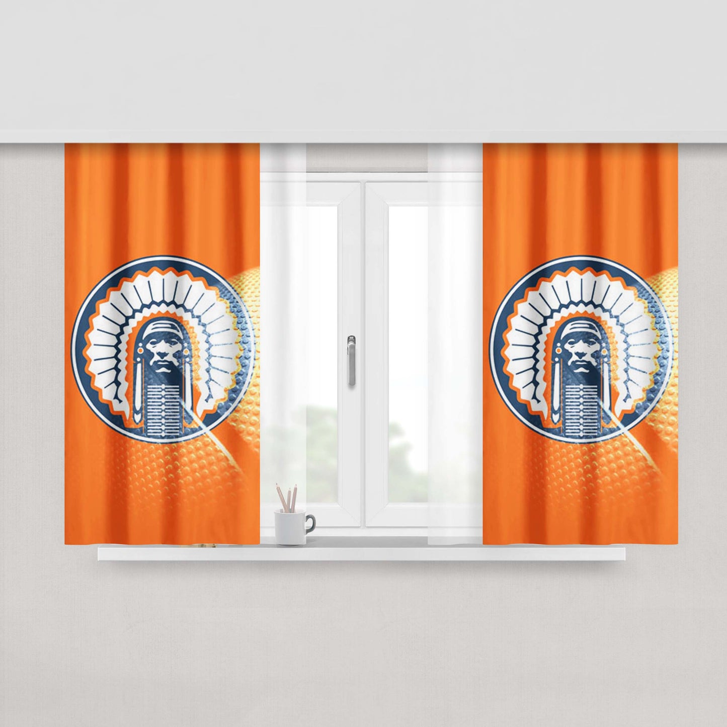 Illinois Fighting Logo Peach Skin Window Curtains