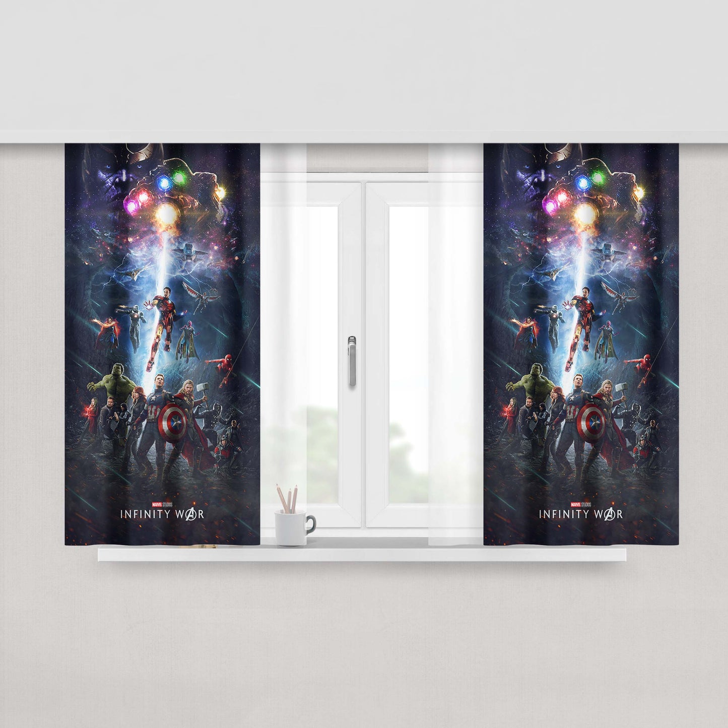 Infinity Wars Poster Art Peach Skin Window Curtains